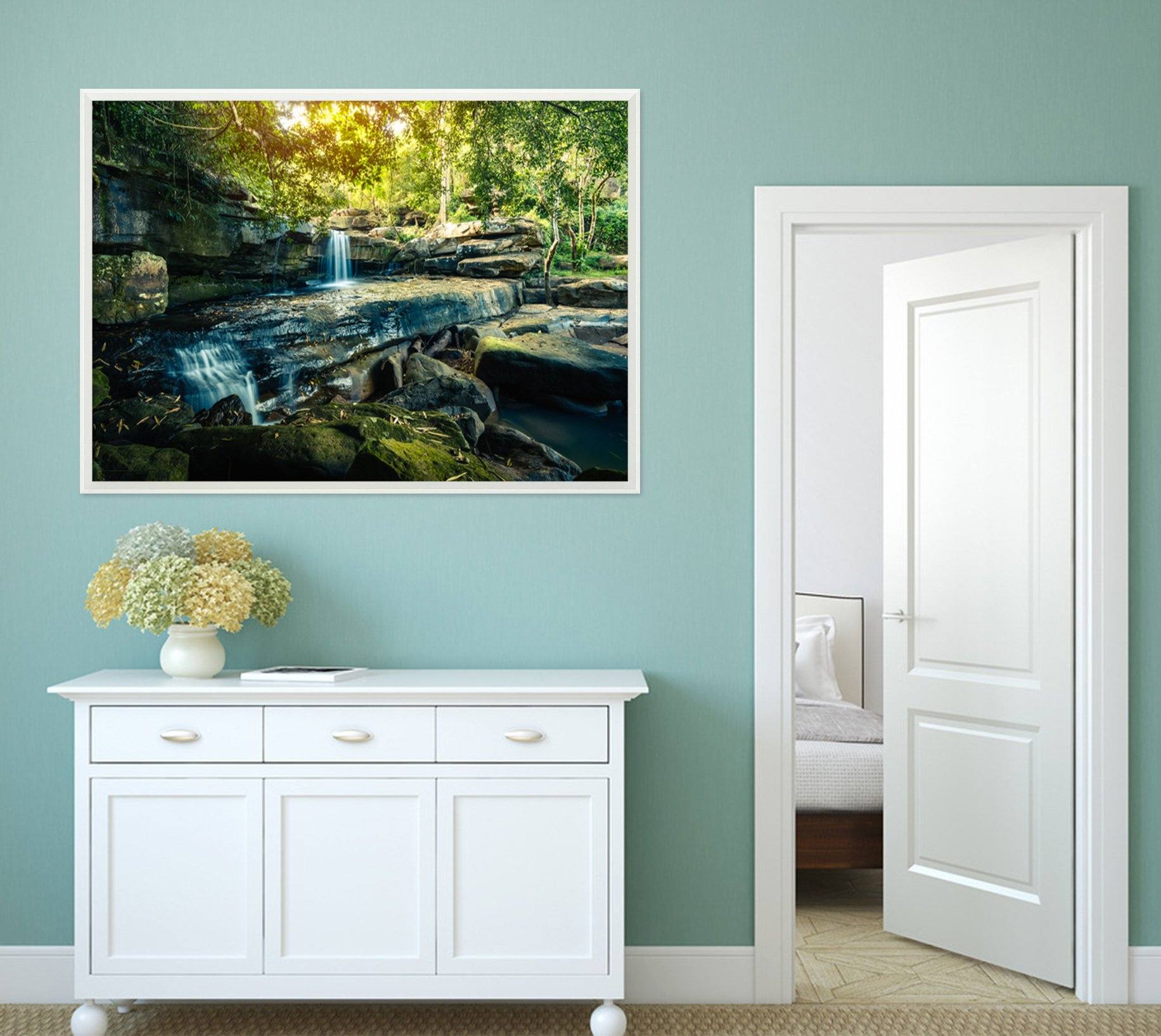 3D Wood Stream 157 Fake Framed Print Painting Wallpaper AJ Creativity Home 