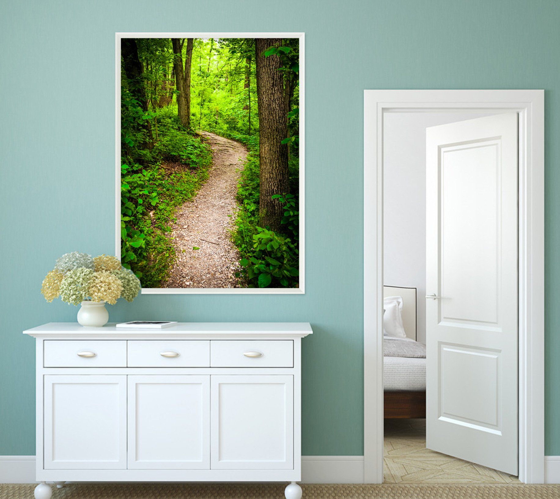 3D Forest Trail 109 Fake Framed Print Painting Wallpaper AJ Creativity Home 