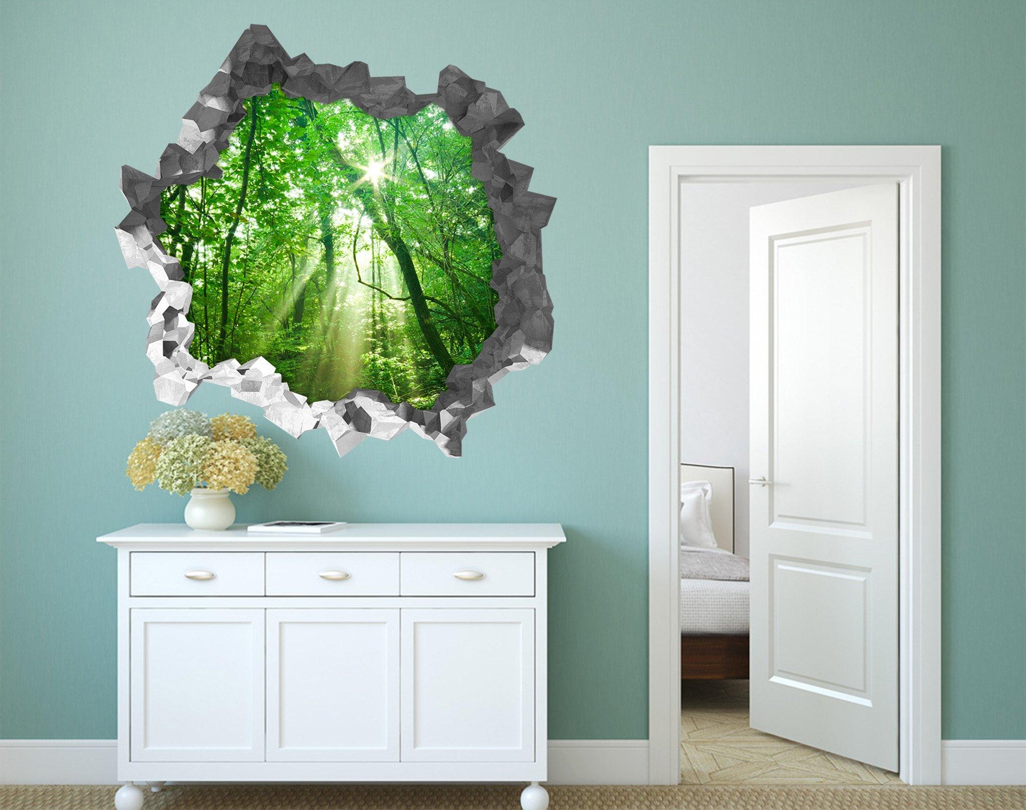 3D Green Forest Sunshine 210 Broken Wall Murals Wallpaper AJ Wallpaper 