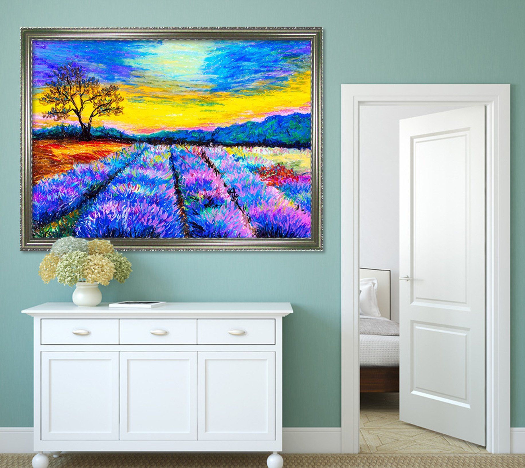 3D Evening Flowers 187 Fake Framed Print Painting Wallpaper AJ Creativity Home 