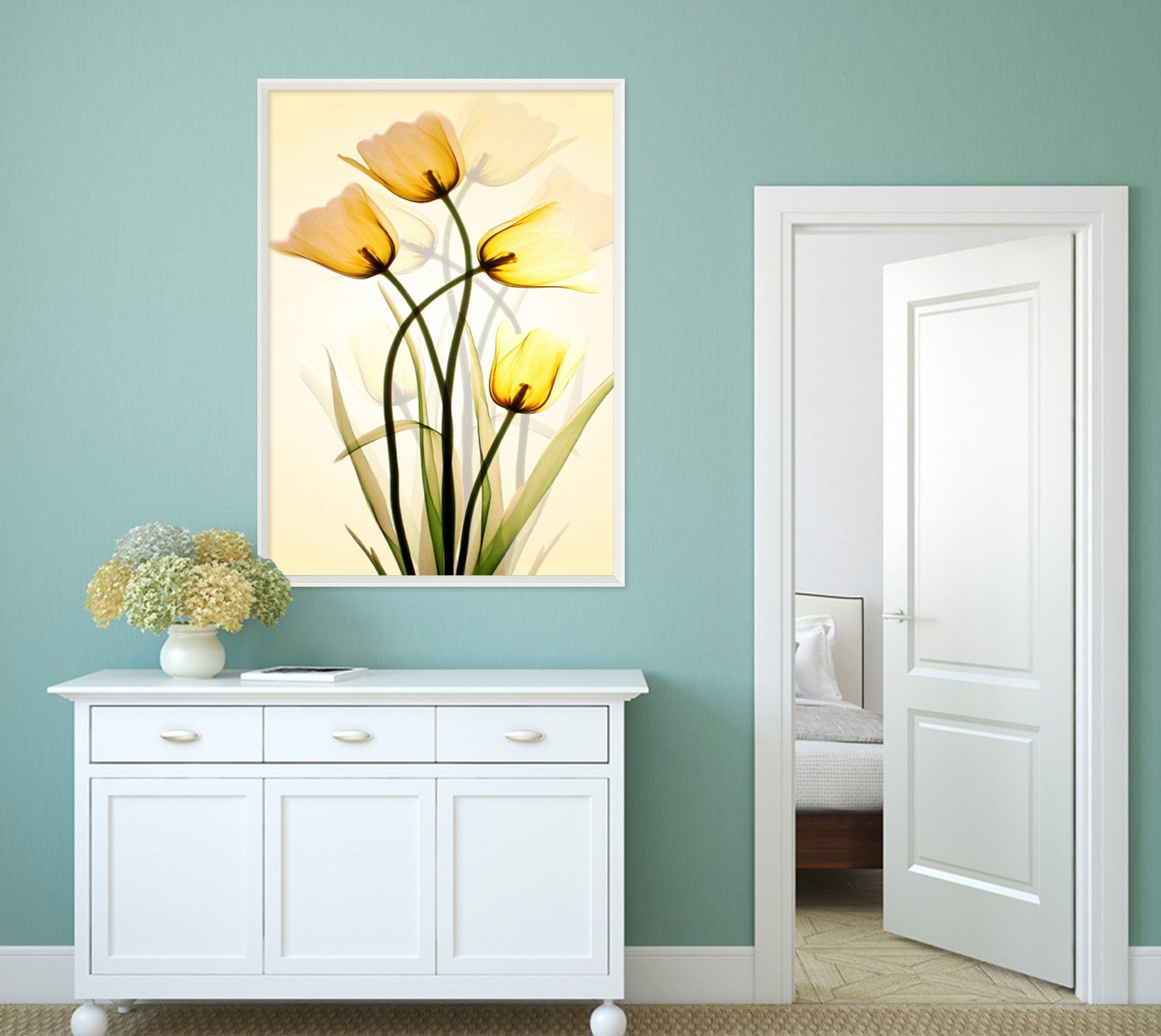 3D Little Yellow Flower 015 Fake Framed Print Painting Wallpaper AJ Creativity Home 
