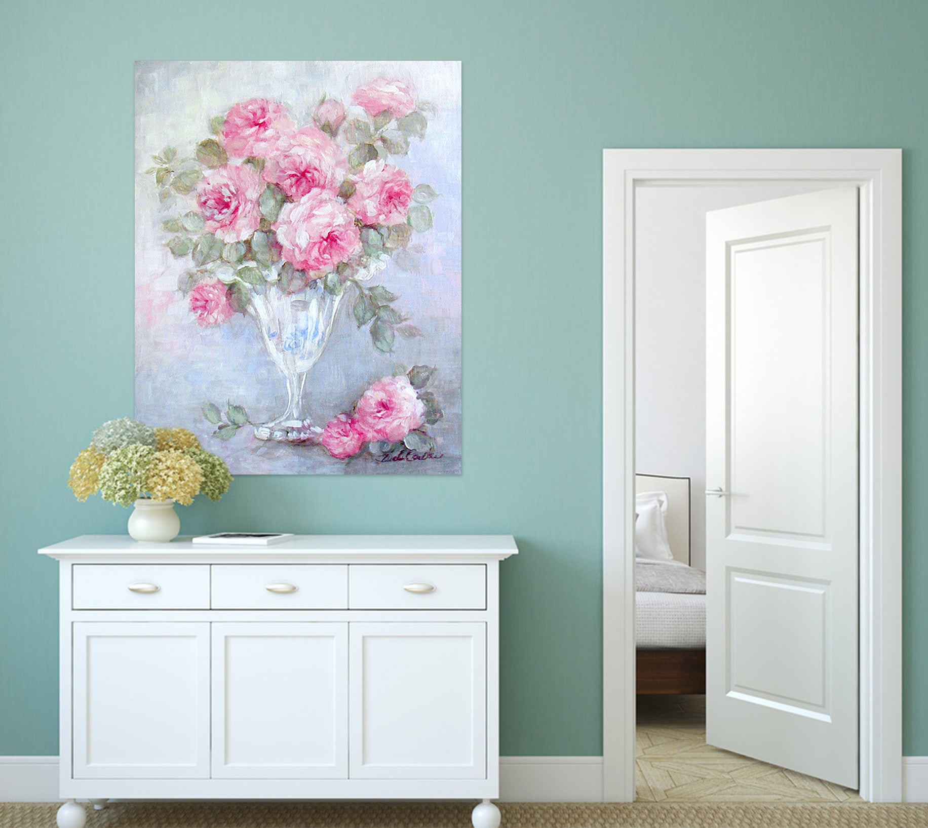 3D Pink Vase 0125 Debi Coules Wall Sticker