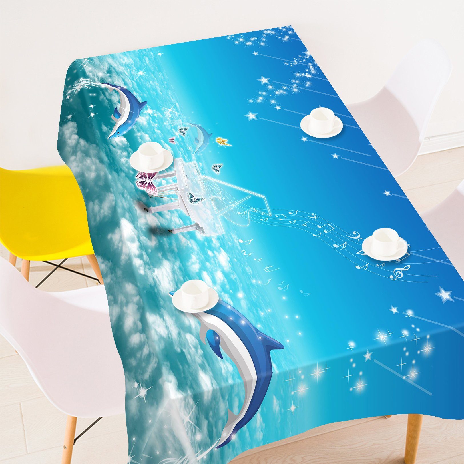 3D Piano Music Dolphins 221 Tablecloths Wallpaper AJ Wallpaper 