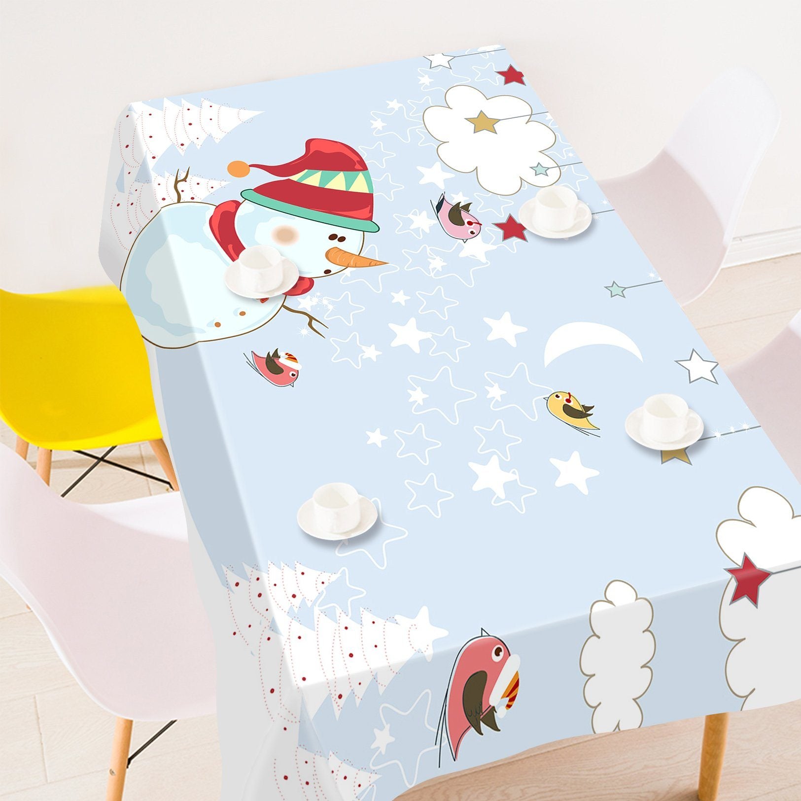 3D Moon Star Bird 57 Tablecloths Tablecloths AJ Creativity Home 