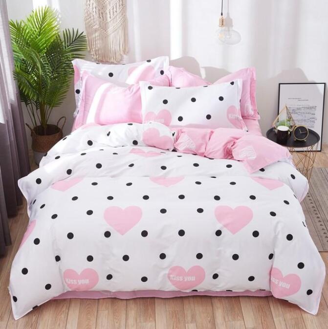 3D Black Wave Point Pink Love 3115 Bed Pillowcases Quilt