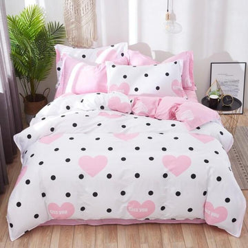 3D Black Wave Point Pink Love 3115 Bed Pillowcases Quilt
