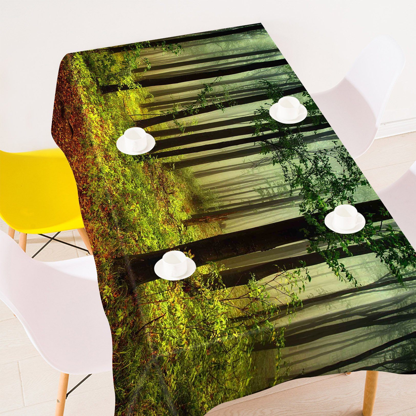 3D Misty Green Forest 59 Tablecloths Wallpaper AJ Wallpaper 