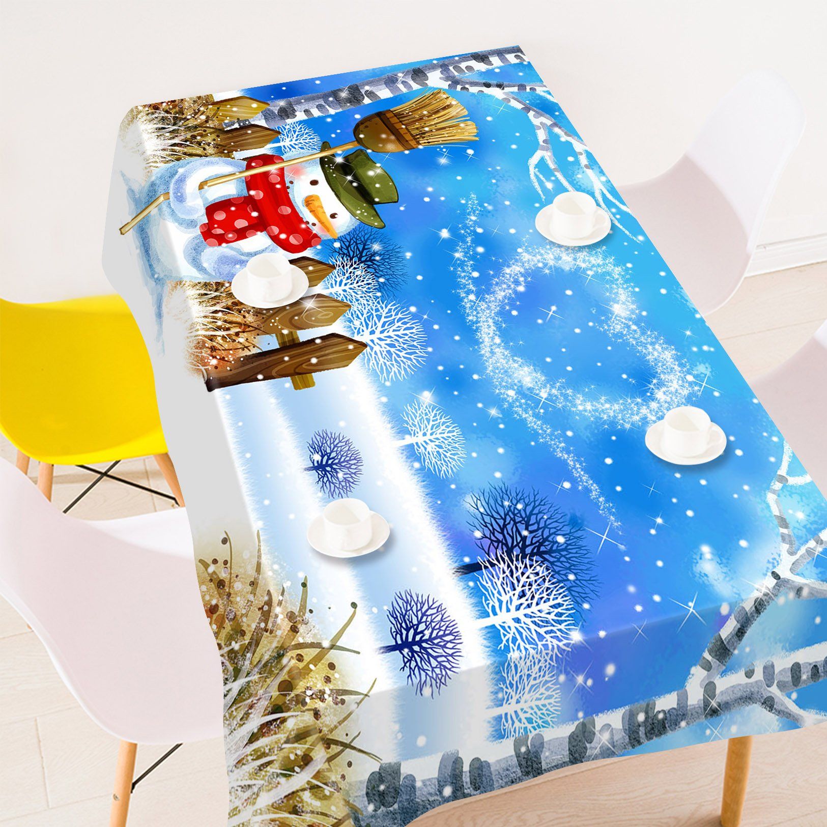 3D Christmas Scenery Snow 60 Tablecloths Tablecloths AJ Creativity Home 