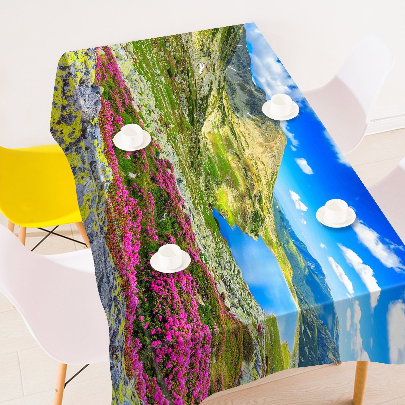 3D Mountain Lake Flowers 11 Tablecloths Wallpaper AJ Wallpaper 