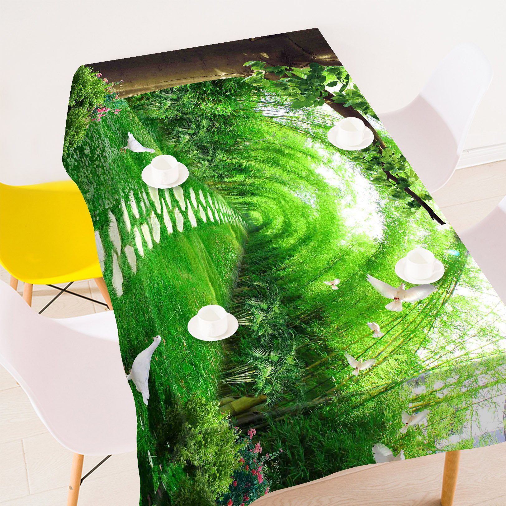 3D Birds Road Bamboos 22 Tablecloths Wallpaper AJ Wallpaper 