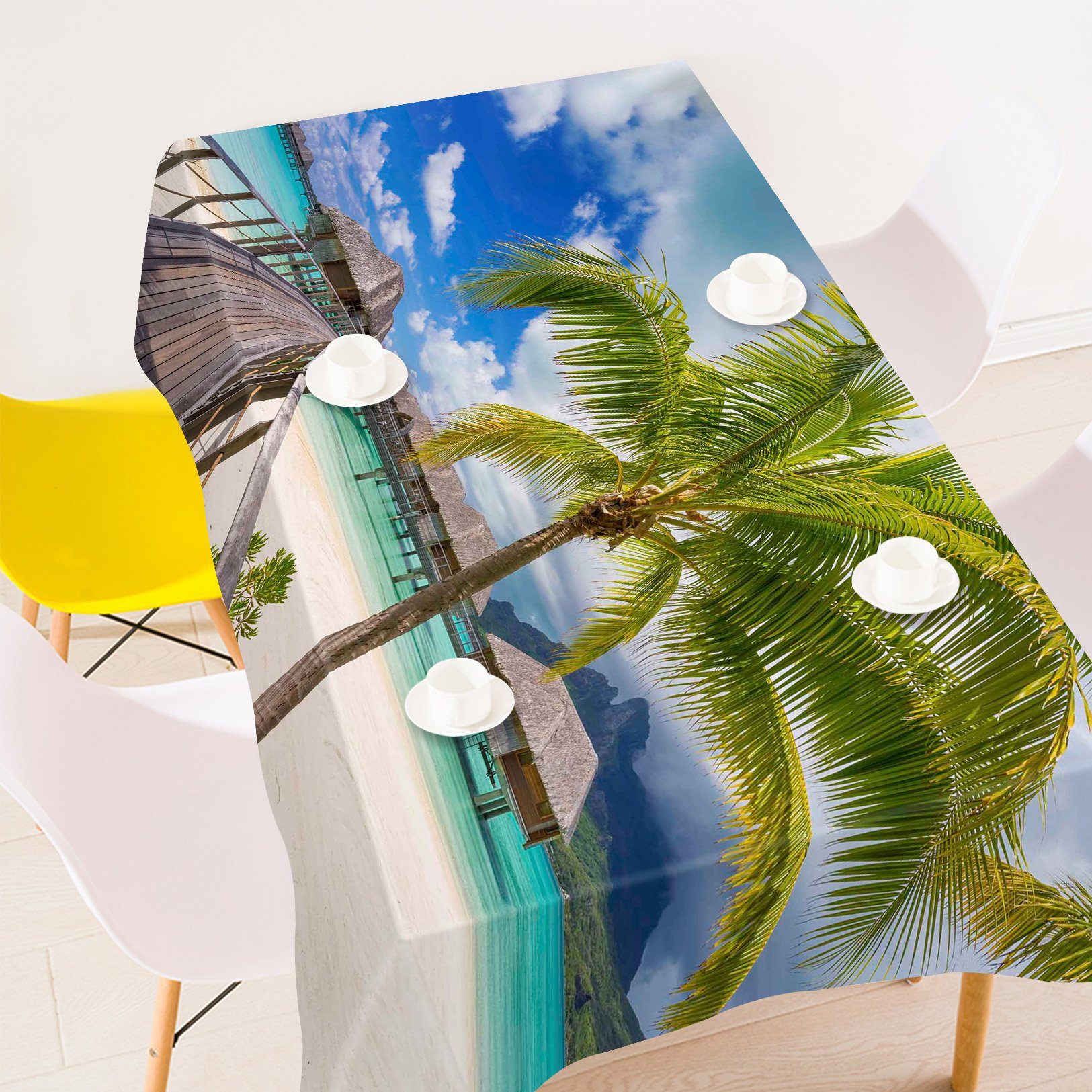 3D Sea Pavilions Corridor 39 Tablecloths Wallpaper AJ Wallpaper 