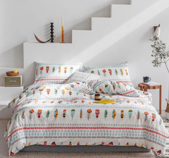 3D Colorful Homestay Style Feathers 14014 Bed Pillowcases Quilt