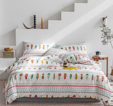 3D Colorful Homestay Style Feathers 14014 Bed Pillowcases Quilt