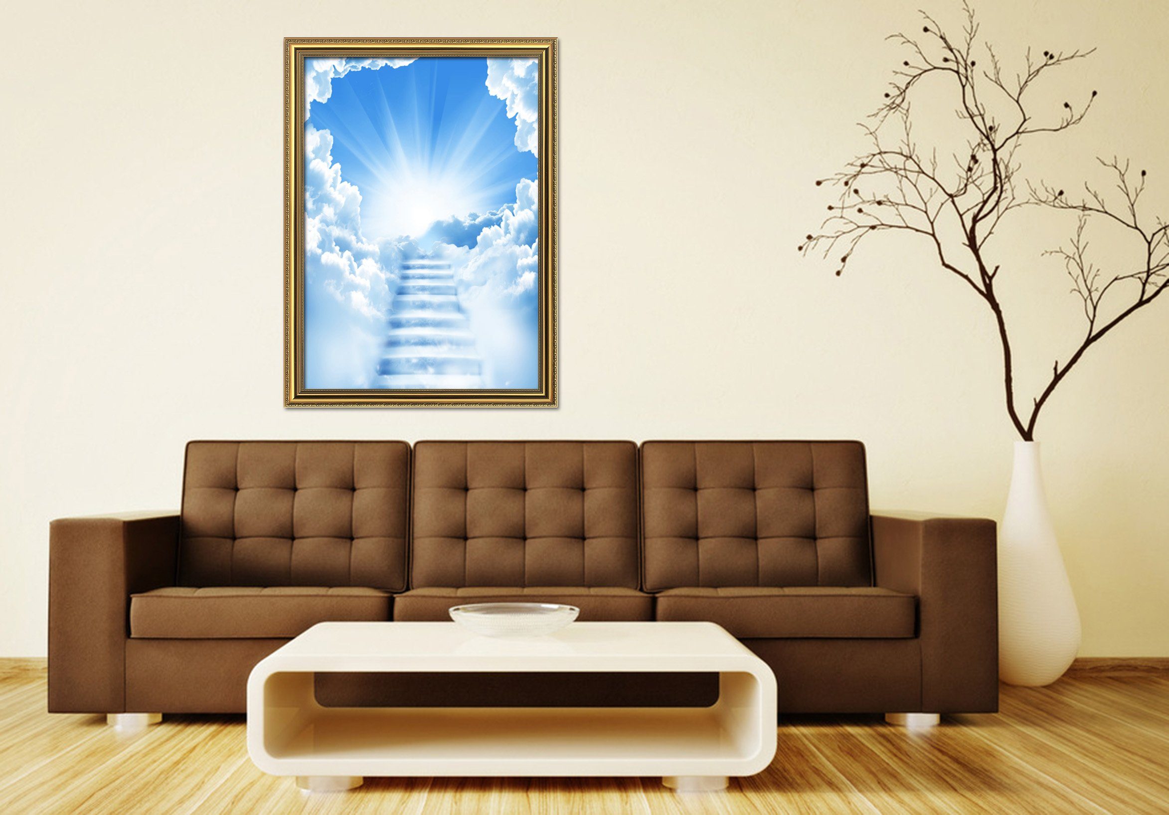 3D Cloud Stairs 013 Fake Framed Print Painting Wallpaper AJ Creativity Home 