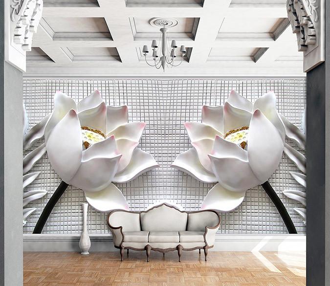 3D White flower sculpture Wallpaper AJ Wallpaper 1 