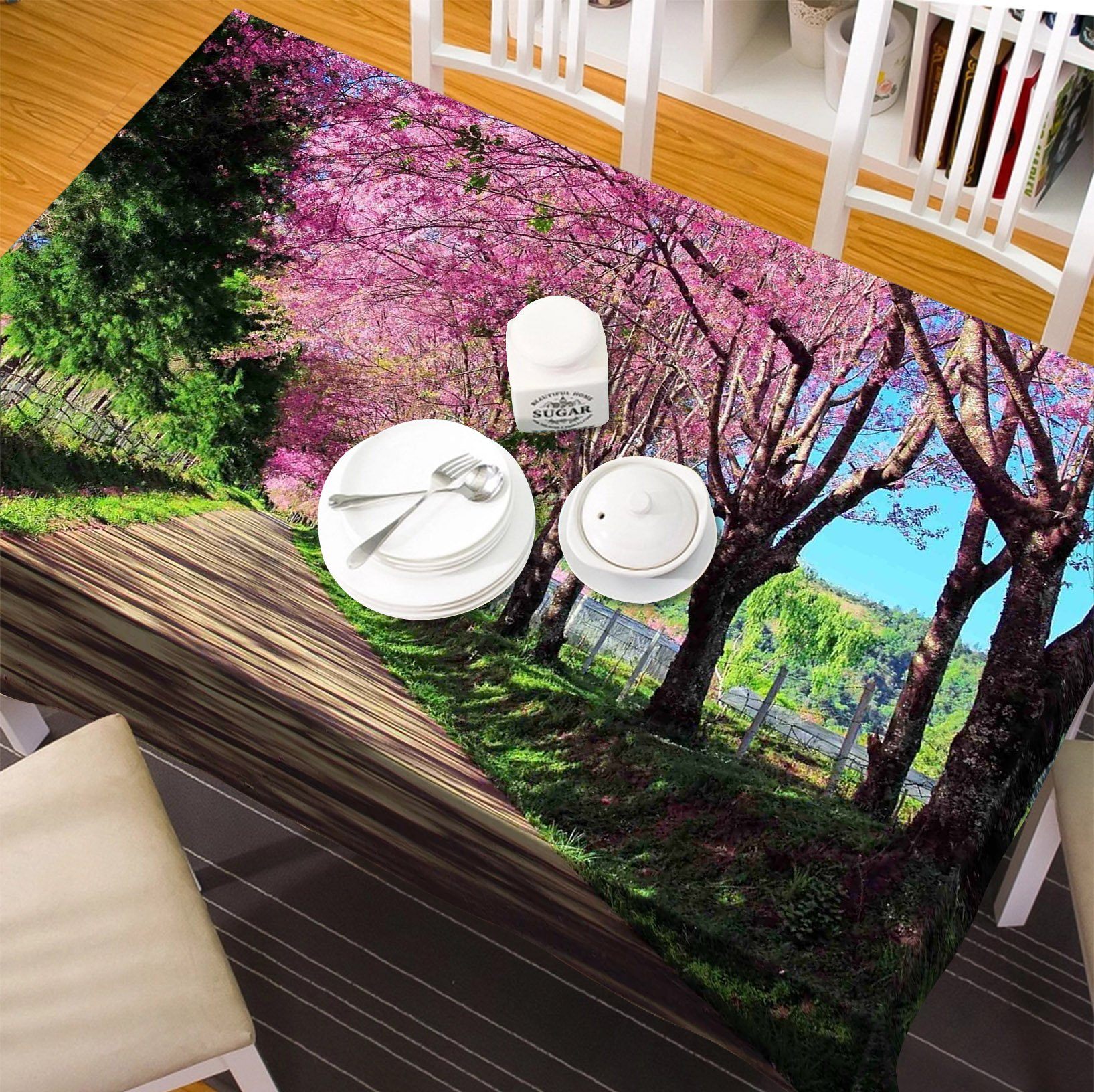 3D Roadside Flowers Trees 5 Tablecloths Wallpaper AJ Wallpaper 