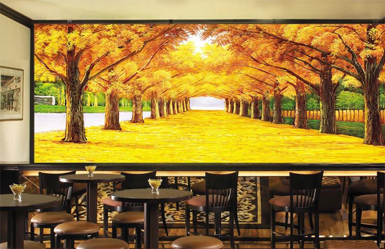 3D Gold Forest Trees 489 Wallpaper AJ Wallpaper 