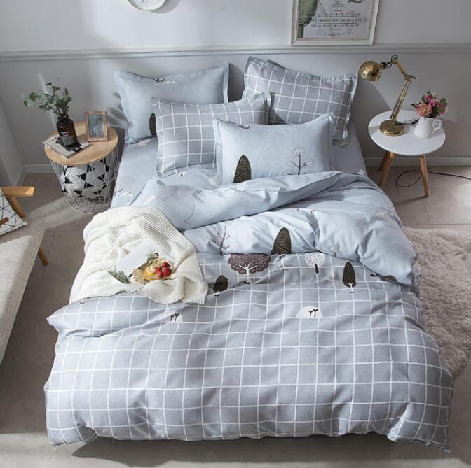 3D Light Gray Grid 2025 Bed Pillowcases Quilt