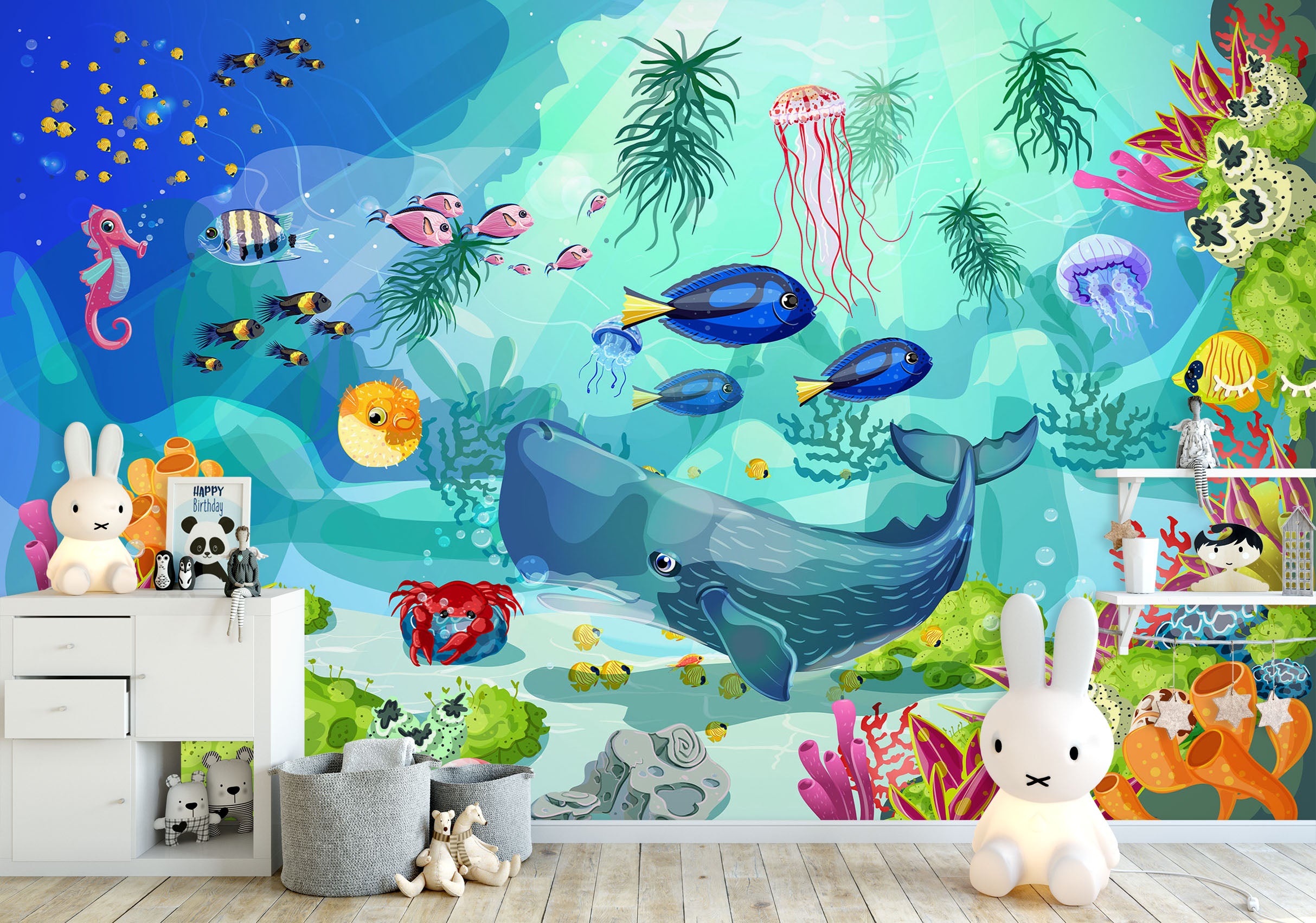 3D Underwater Animal Whale 58014 Wall Murals