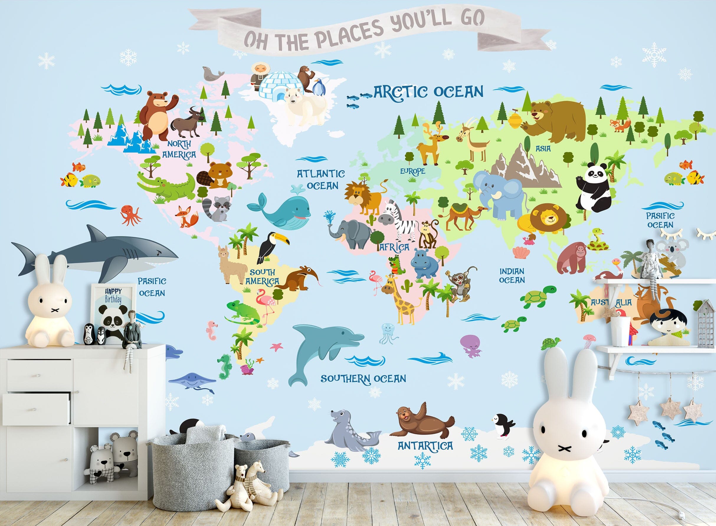 3D Animal Family 2152 World Map Wall Murals Wallpaper AJ Wallpaper 2 