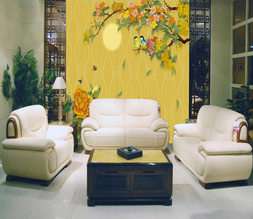 3D Bird yellow flower texture Wallpaper AJ Wallpaper 1 