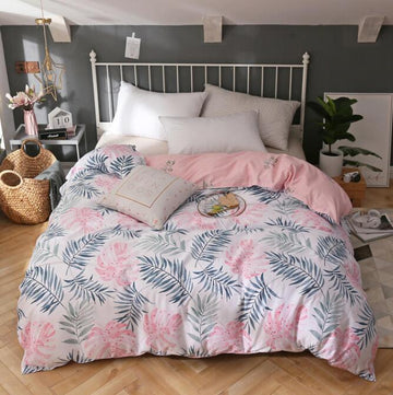 3D Pink Leaves 4116 Bed Pillowcases Quilt