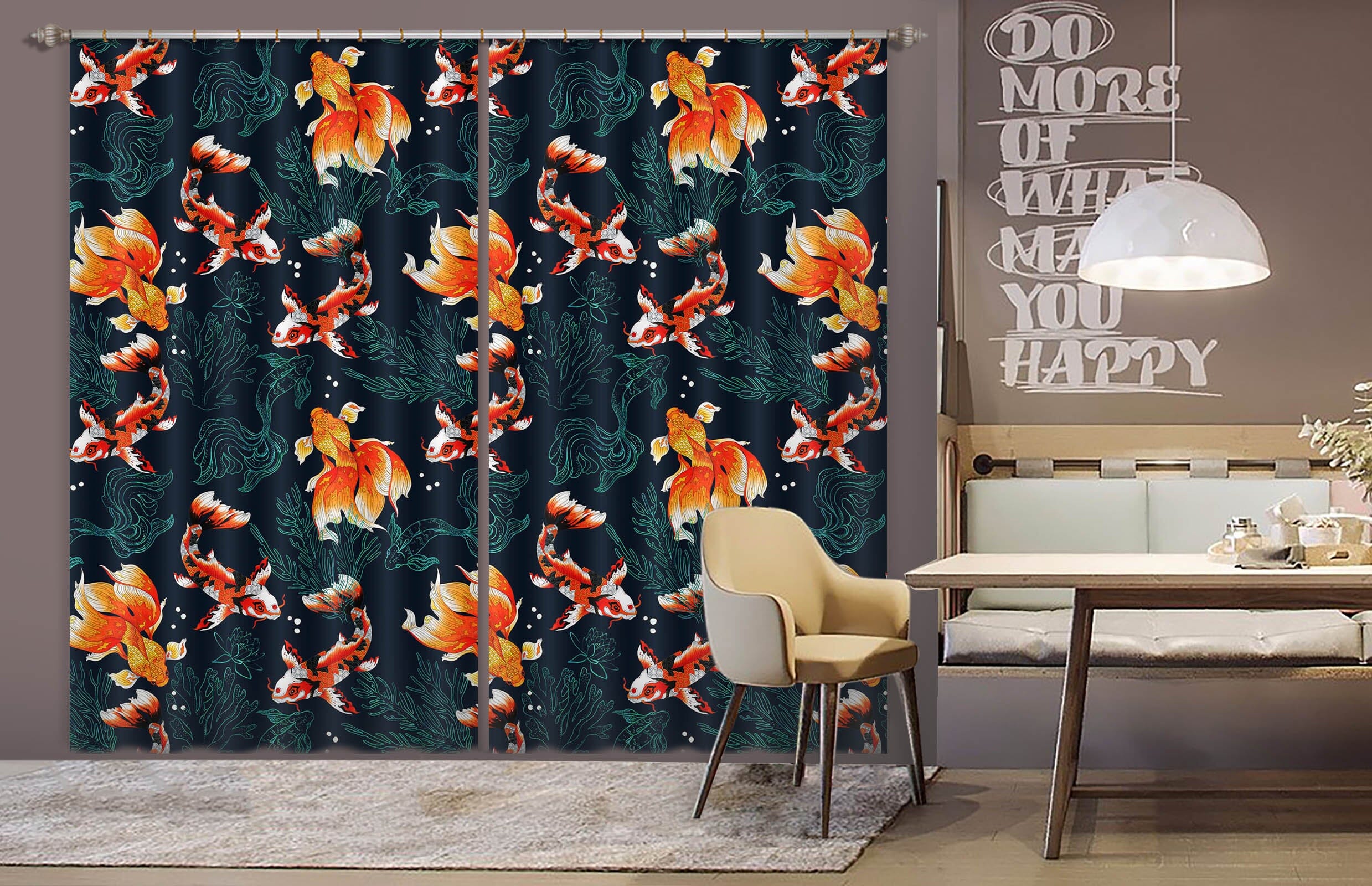 3D Goldfish Koi 103 Uta Naumann Curtain Curtains Drapes Curtains AJ Creativity Home 