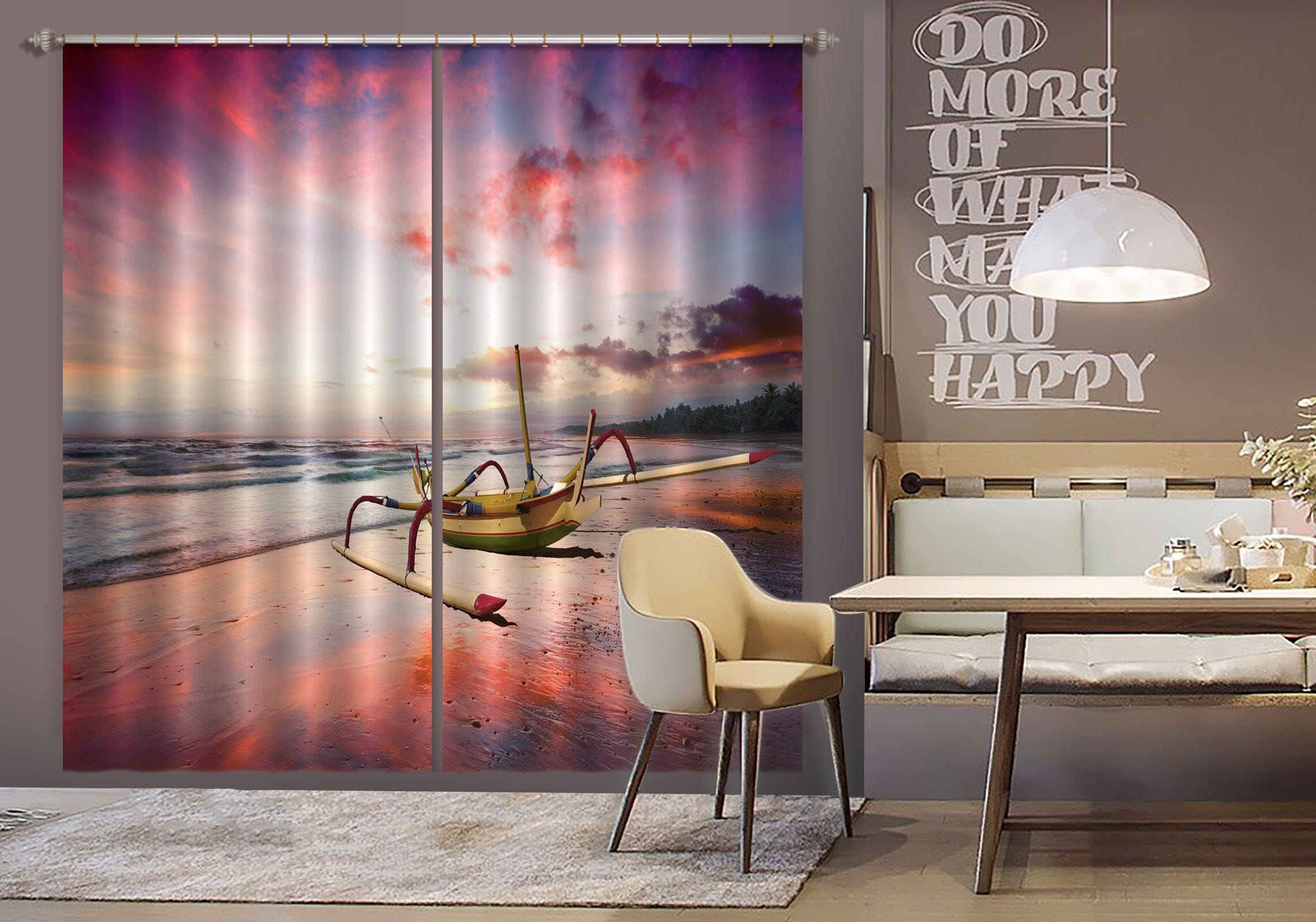 3D Sunset Beach 075 Marco Carmassi Curtain Curtains Drapes Curtains AJ Creativity Home 
