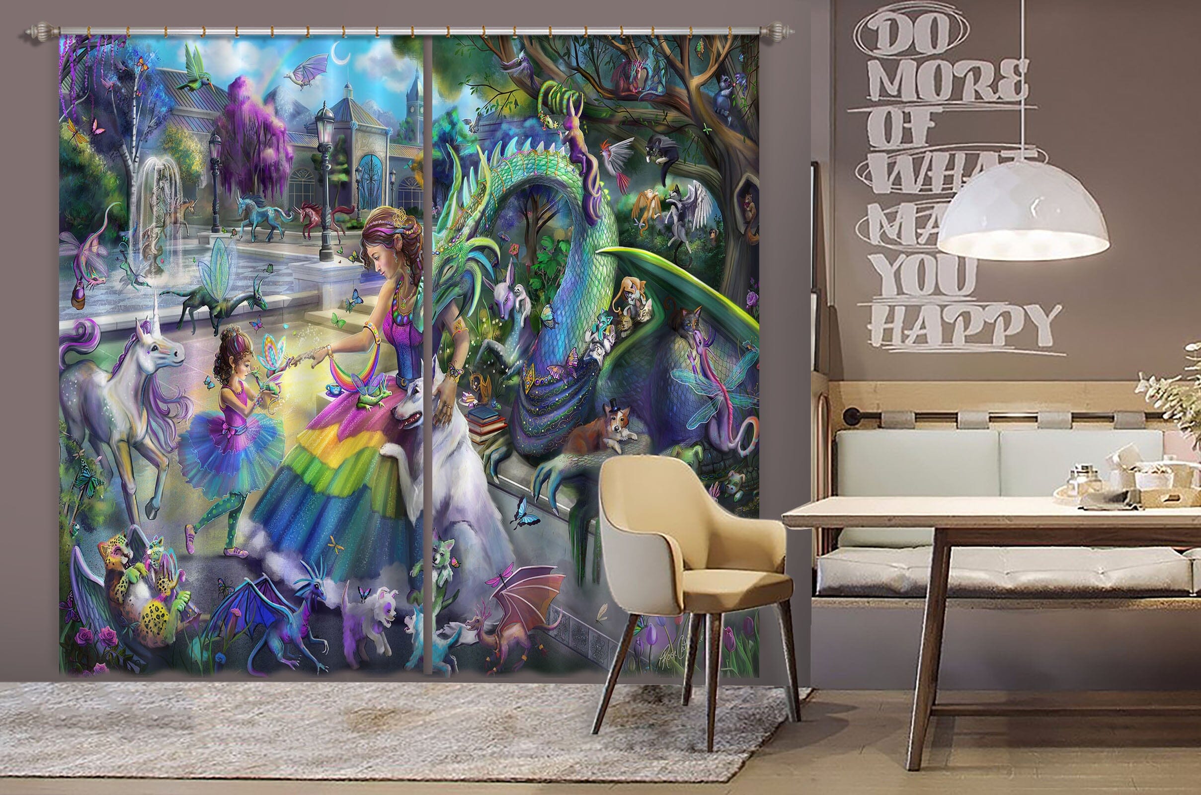 3D Dinosaur World 112 Rose Catherine Khan Curtain Curtains Drapes Curtains AJ Creativity Home 