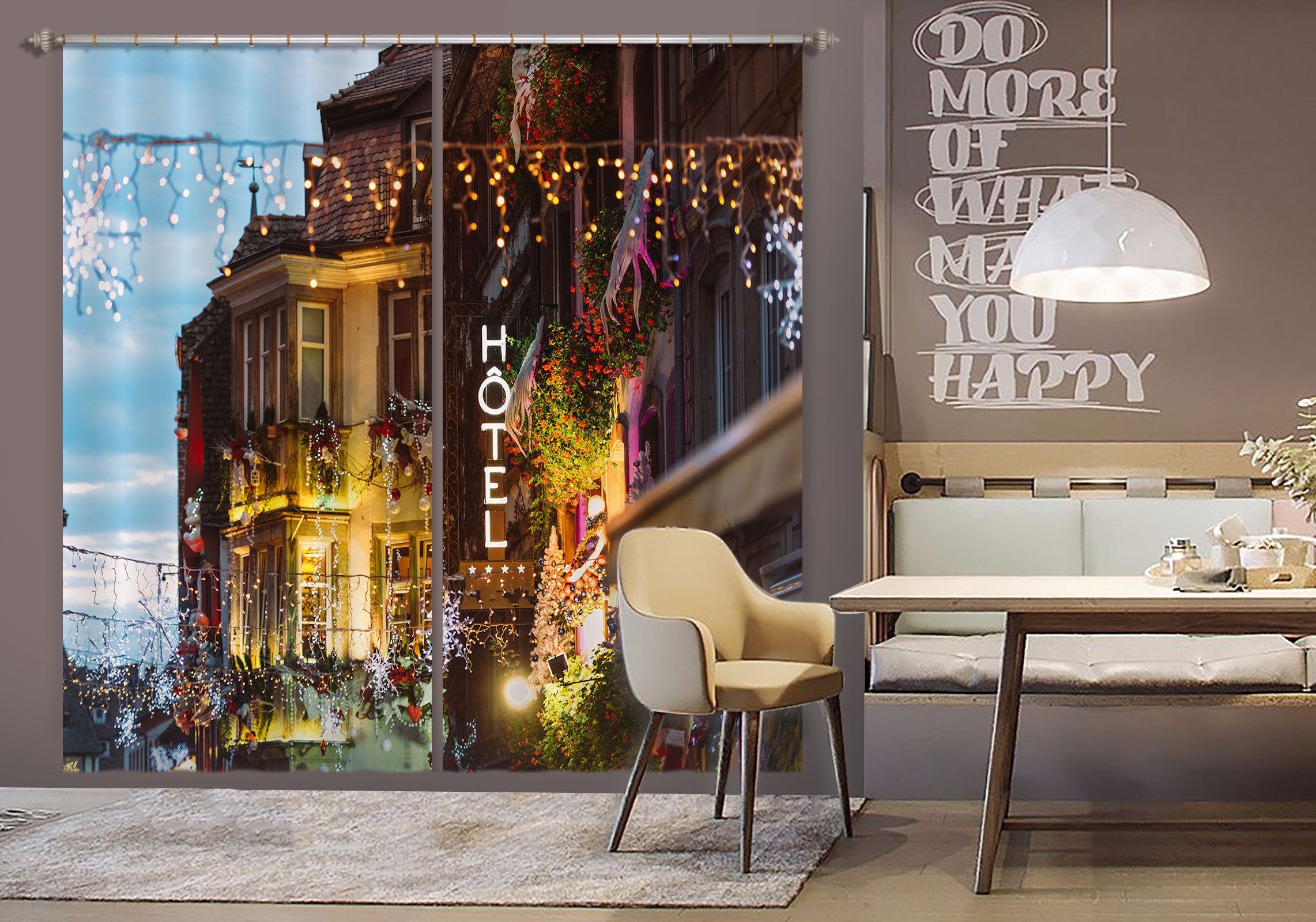 3D Houses 52035 Christmas Curtains Drapes Xmas