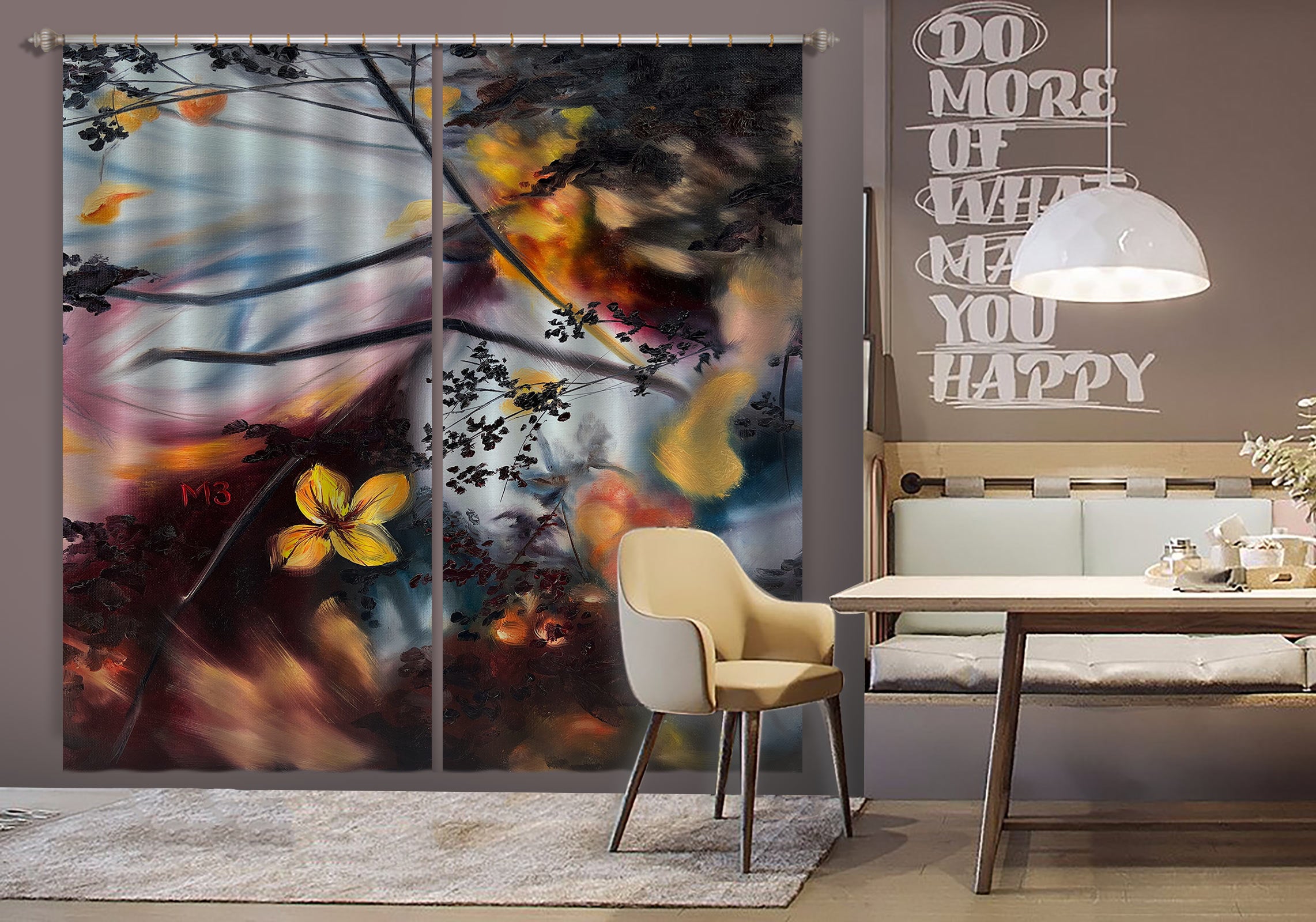 3D Flower Branch 9758 Marina Zotova Curtain Curtains Drapes