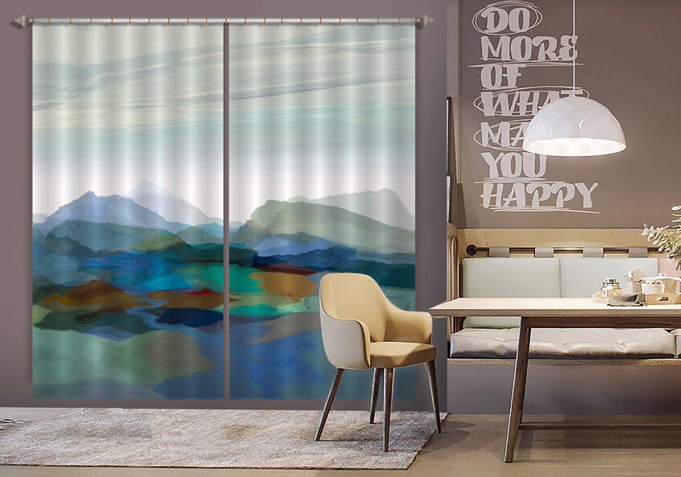 3D Dark Green Mountains 058 Michael Tienhaara Curtain Curtains Drapes Curtains AJ Creativity Home 