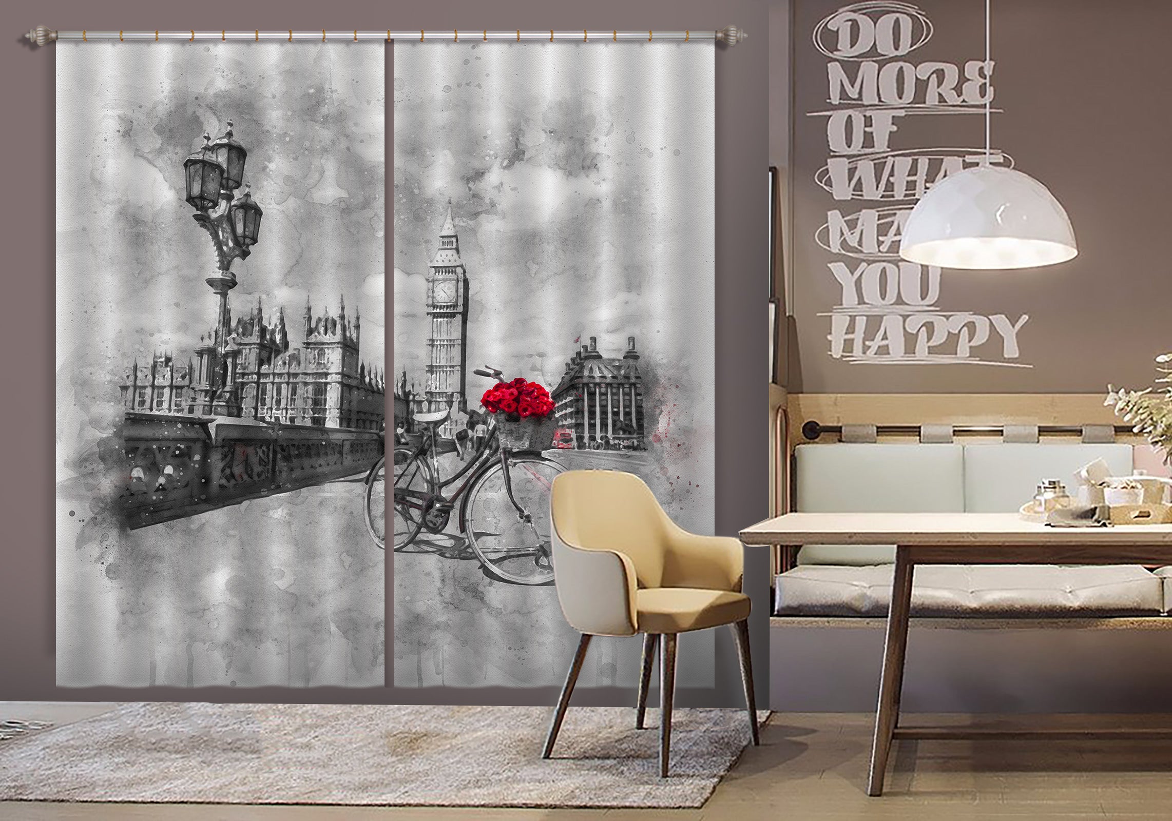 3D Bicycle Street Light 031 Assaf Frank Curtain Curtains Drapes