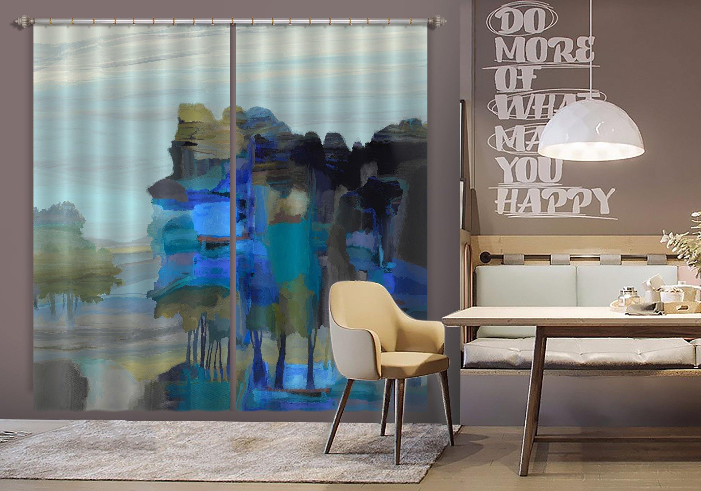 3D Blue Lake 066 Michael Tienhaara Curtain Curtains Drapes Curtains AJ Creativity Home 