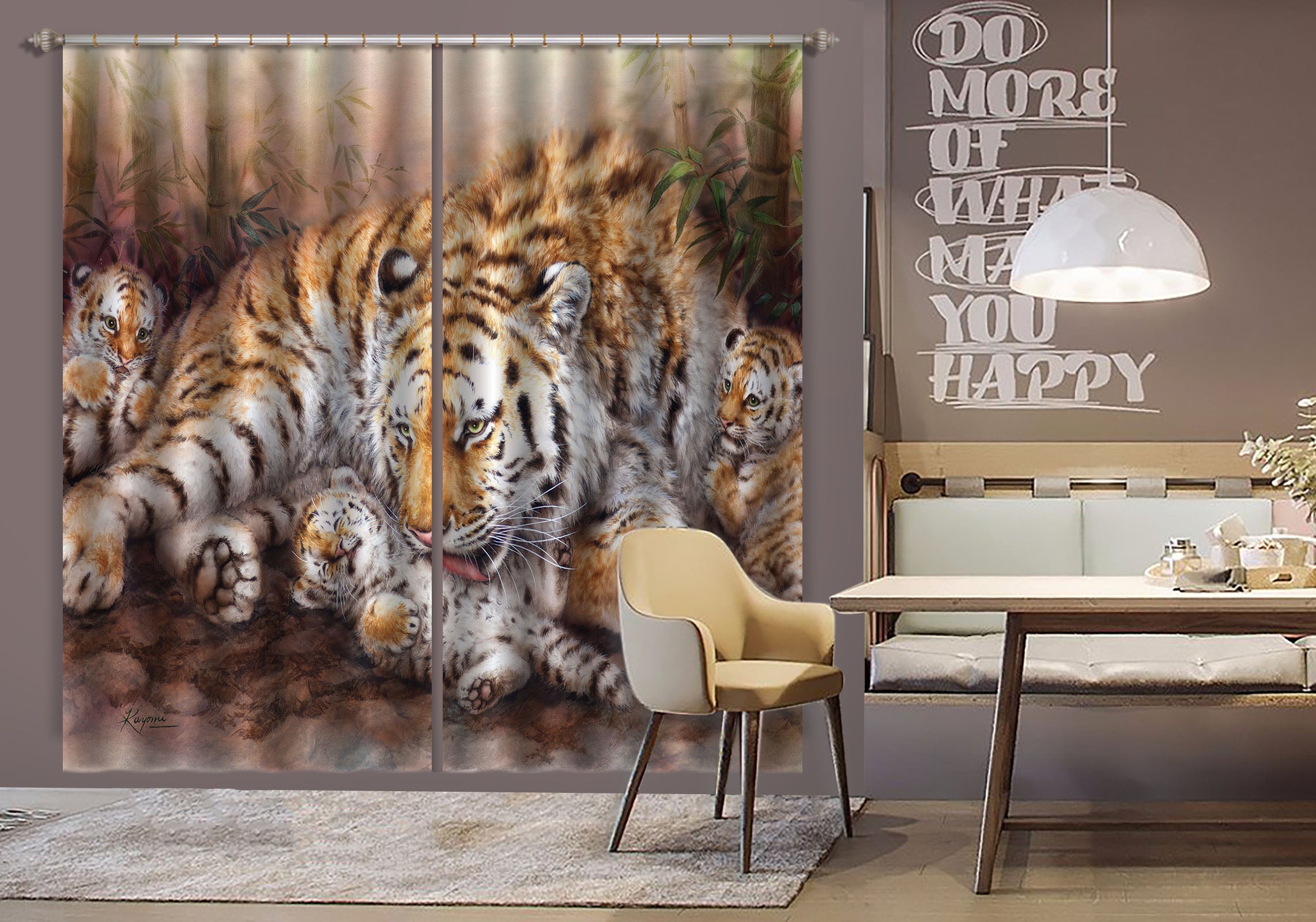 3D Baby Tiger 9068 Kayomi Harai Curtain Curtains Drapes