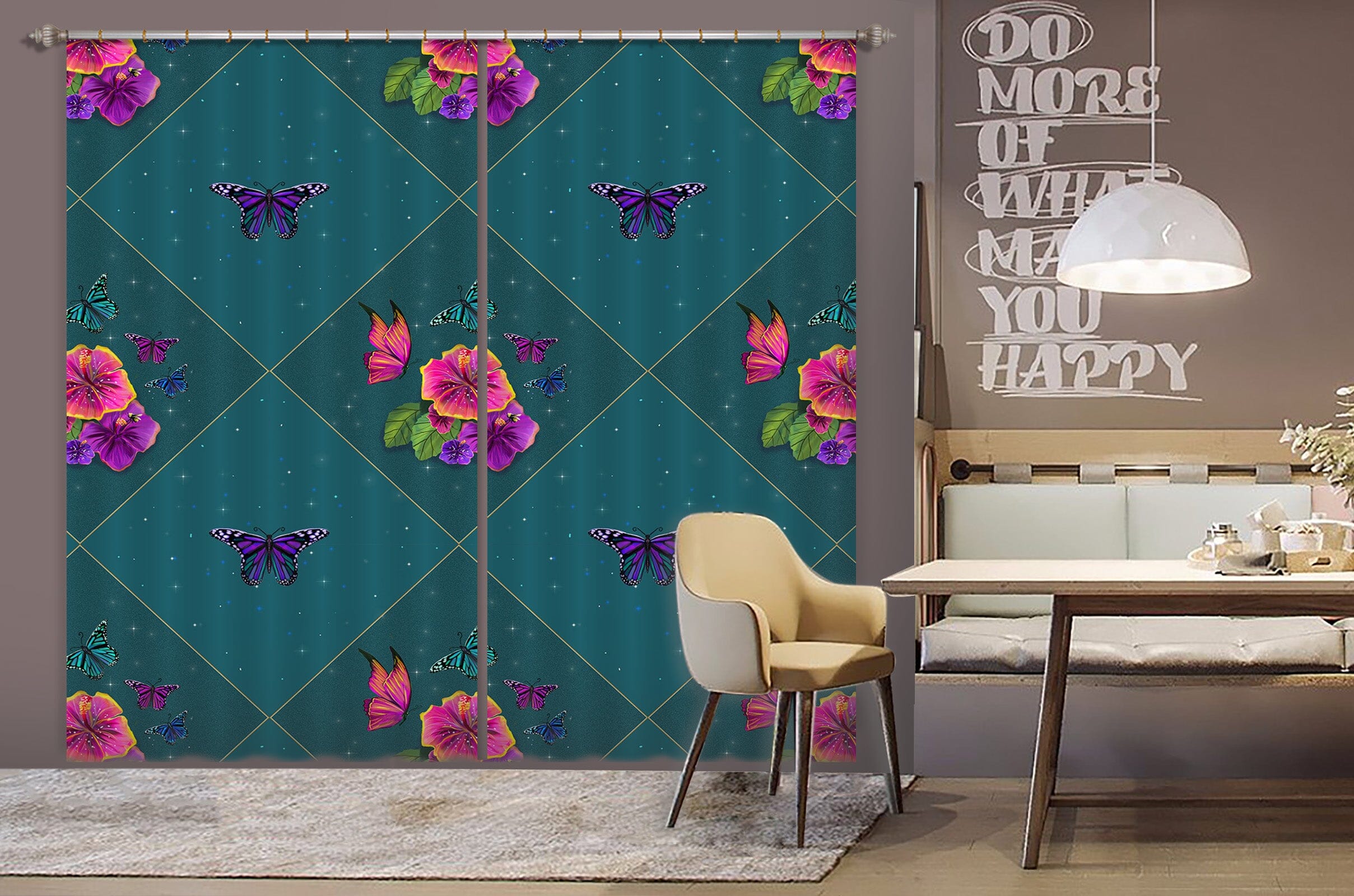 3D Purple Morning Glory 129 Rose Catherine Khan Curtain Curtains Drapes Curtains AJ Creativity Home 