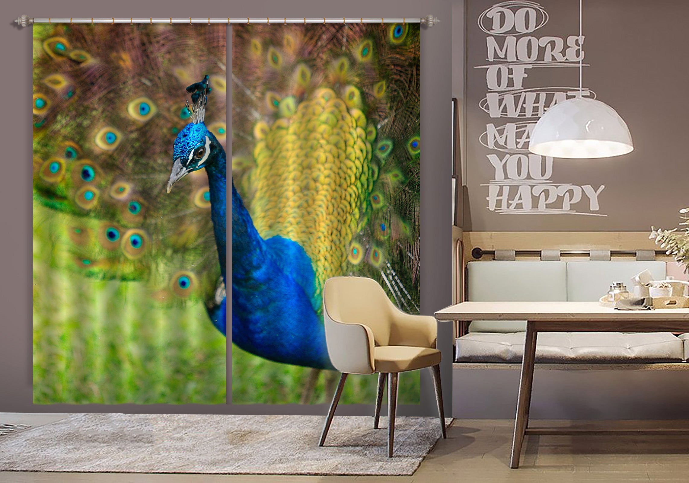 3D Peacock 61231 Kathy Barefield Curtain Curtains Drapes