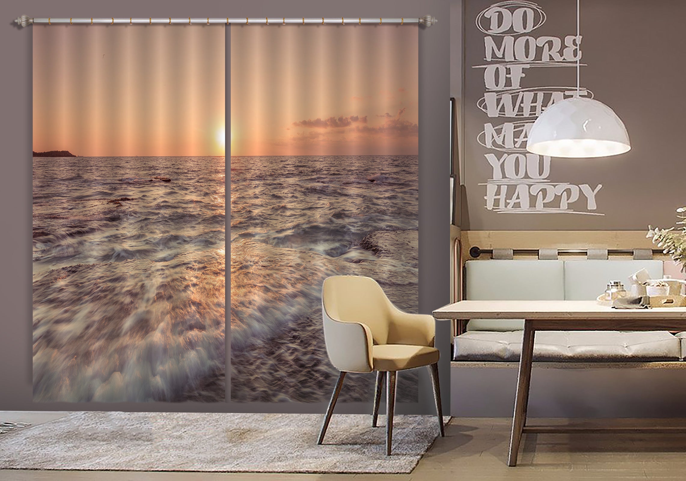 3D Sunset Beach 044 Assaf Frank Curtain Curtains Drapes