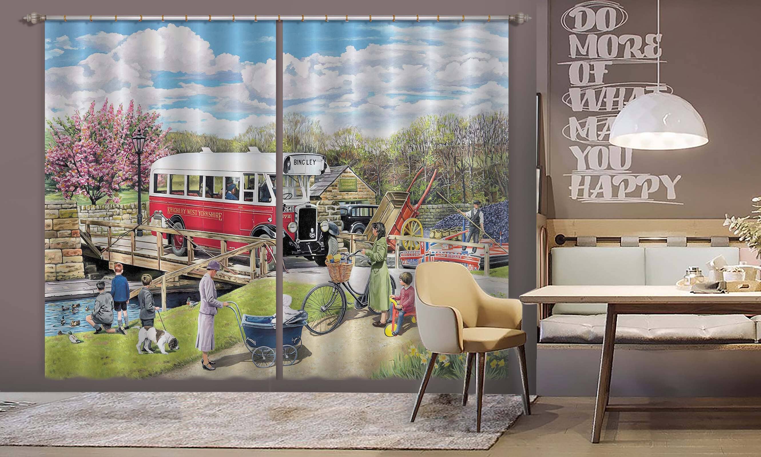 3D The Old Swing Bridge 103 Trevor Mitchell Curtain Curtains Drapes Curtains AJ Creativity Home 