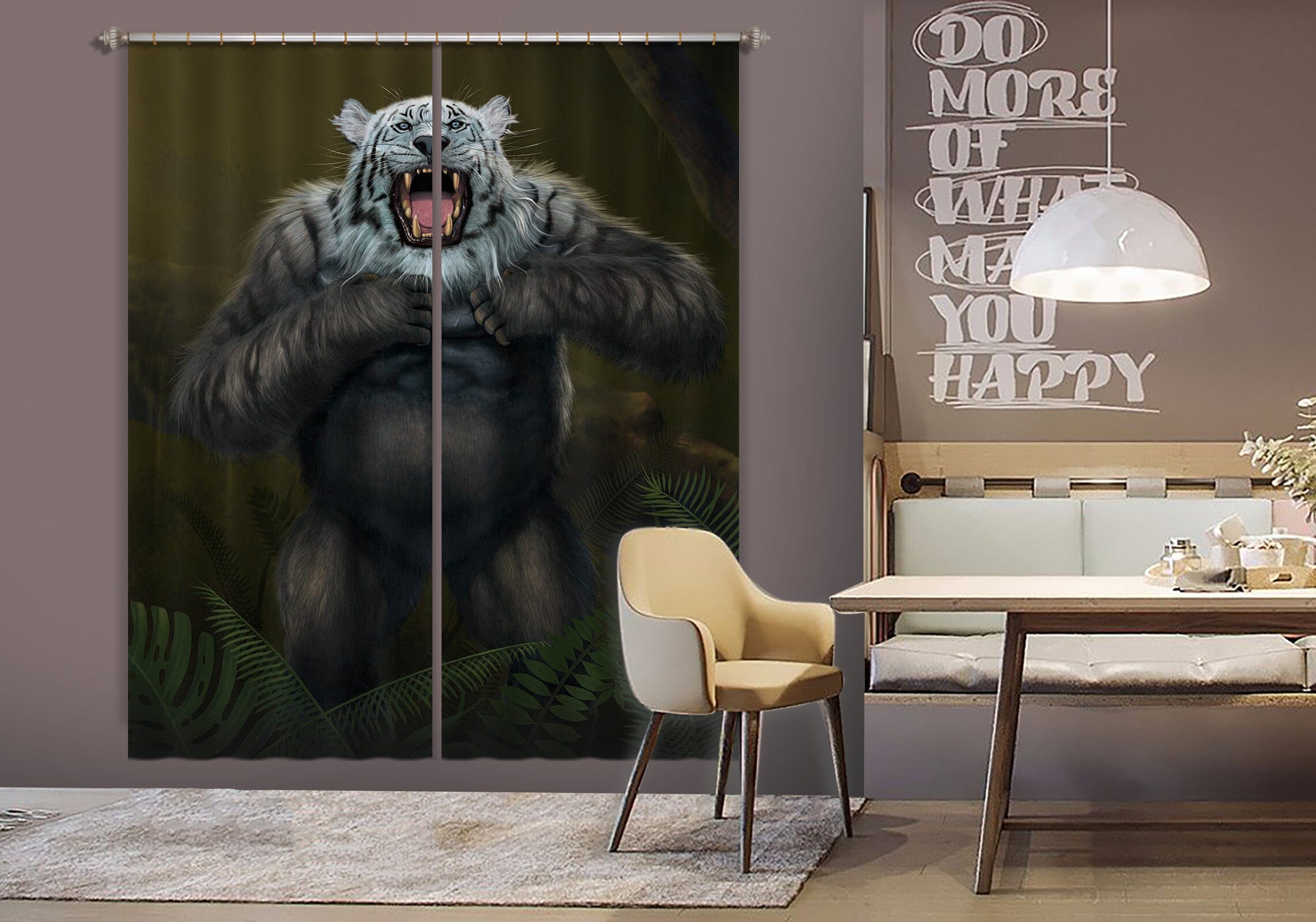 3D Tigerilla White Tiger Version 082 Vincent Hie Curtain Curtains Drapes Curtains AJ Creativity Home 