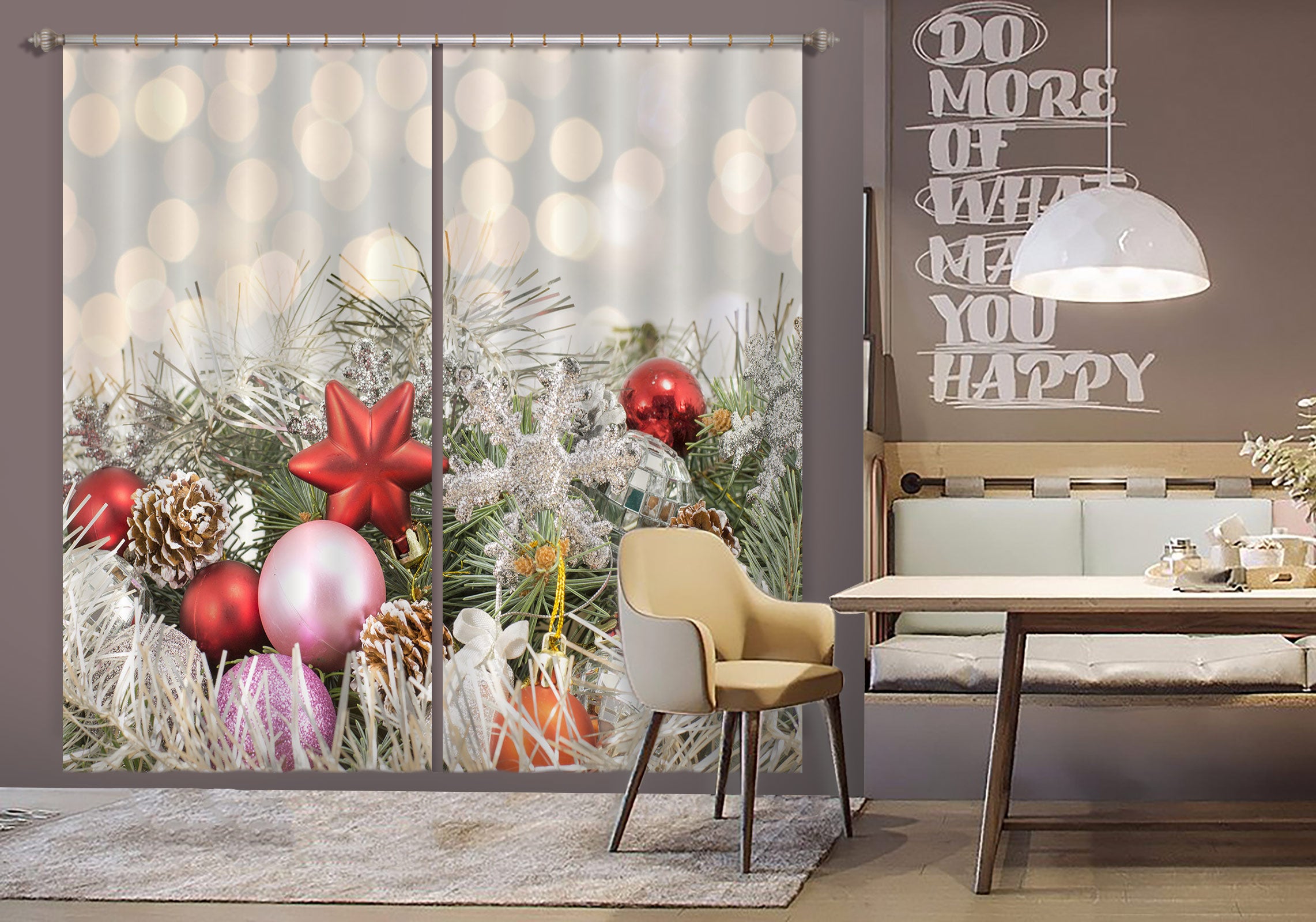 3D Tree Pendant 52028 Christmas Curtains Drapes Xmas