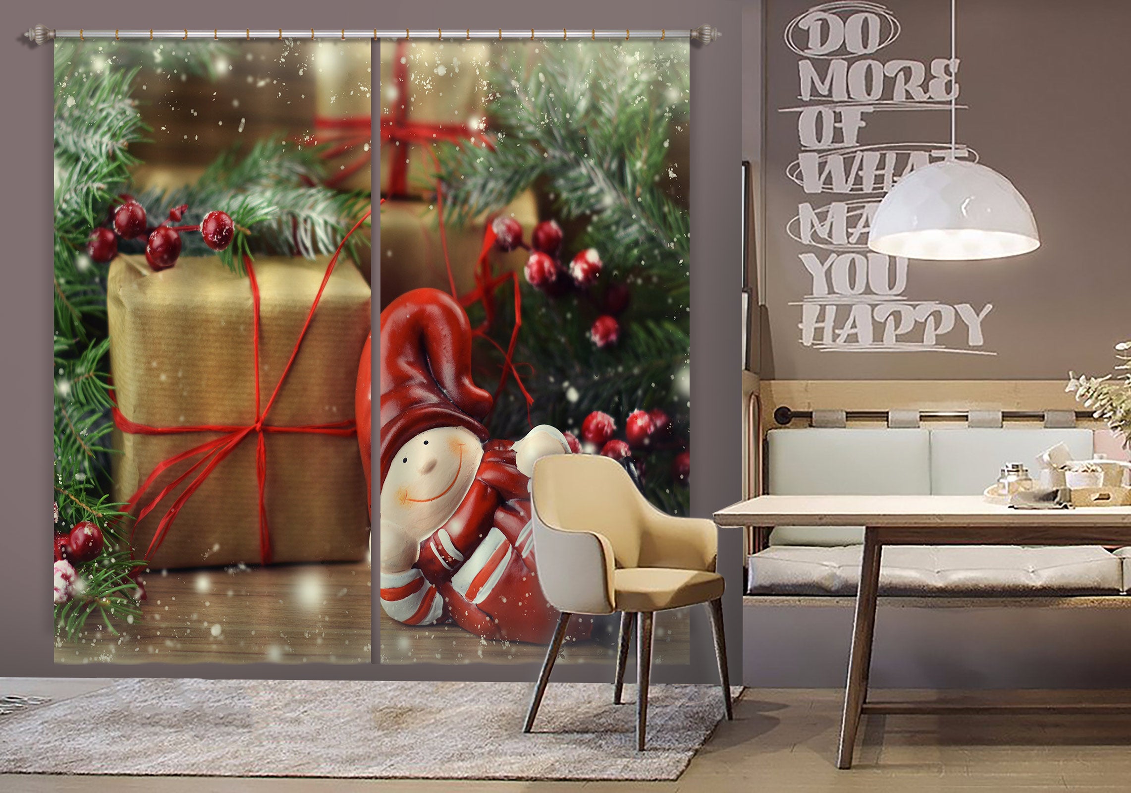 3D Gift Box Doll 52039 Christmas Curtains Drapes Xmas