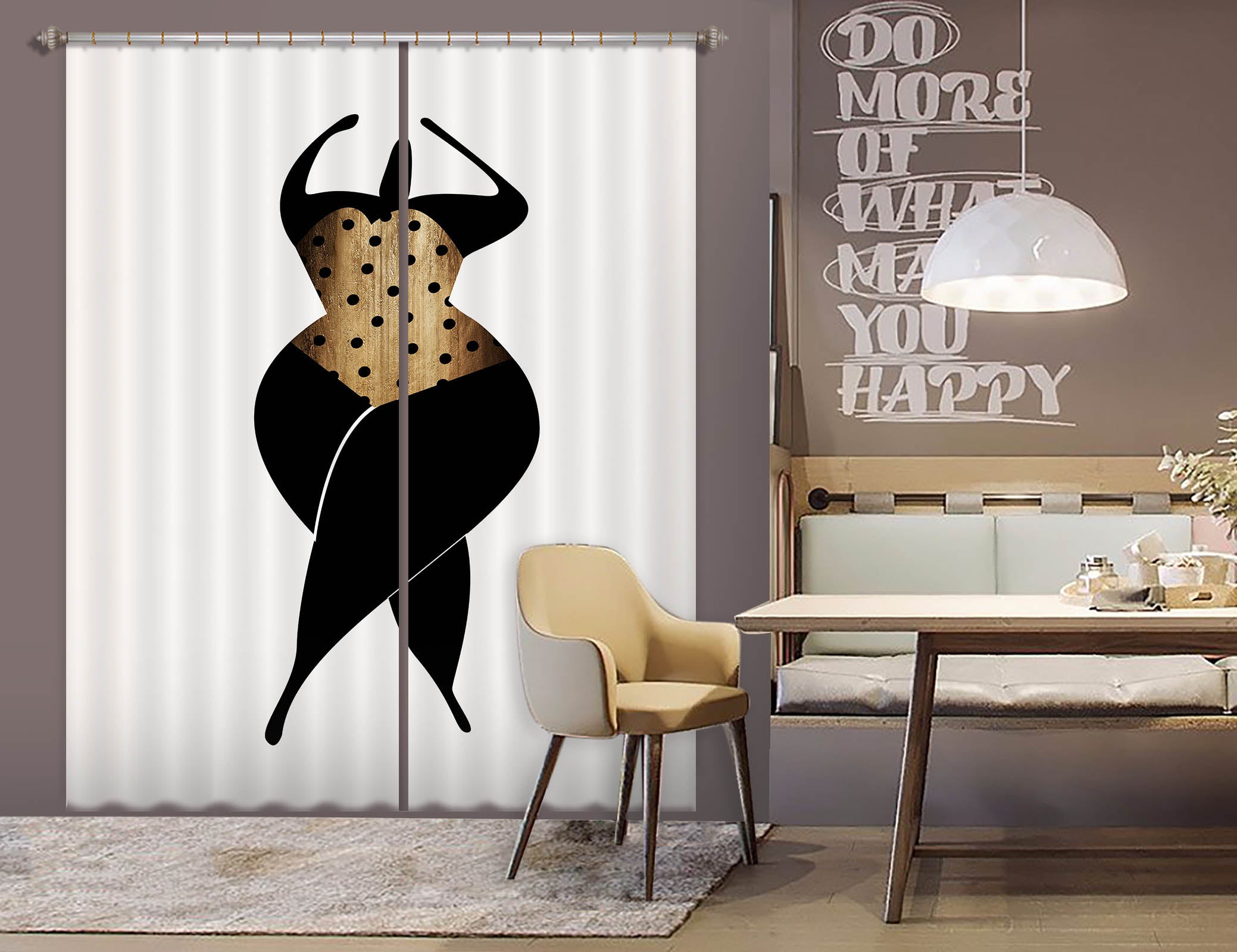 3D Black Woman 1030 Boris Draschoff Curtain Curtains Drapes