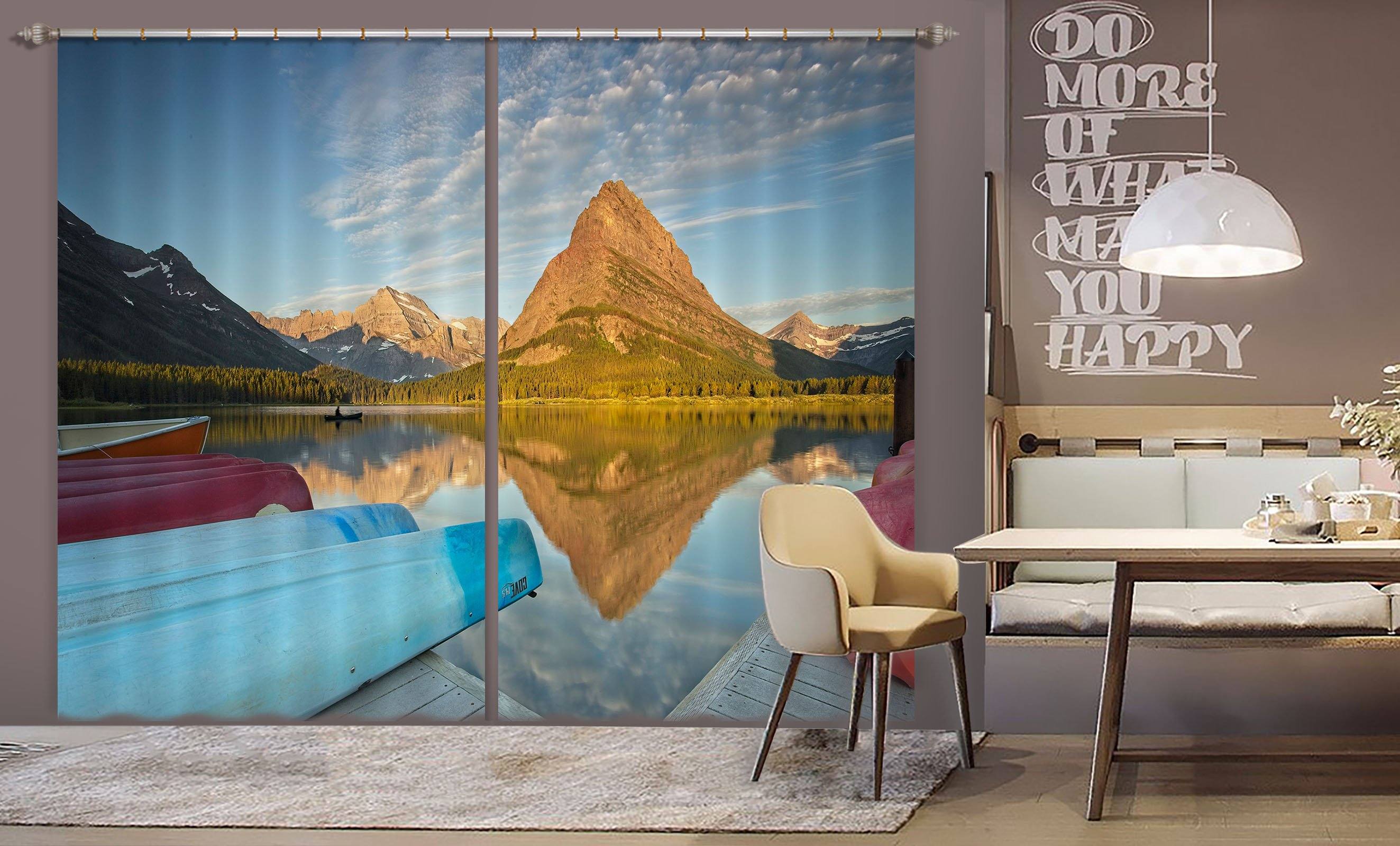 3D Alpine River 073 Kathy Barefield Curtain Curtains Drapes Curtains AJ Creativity Home 