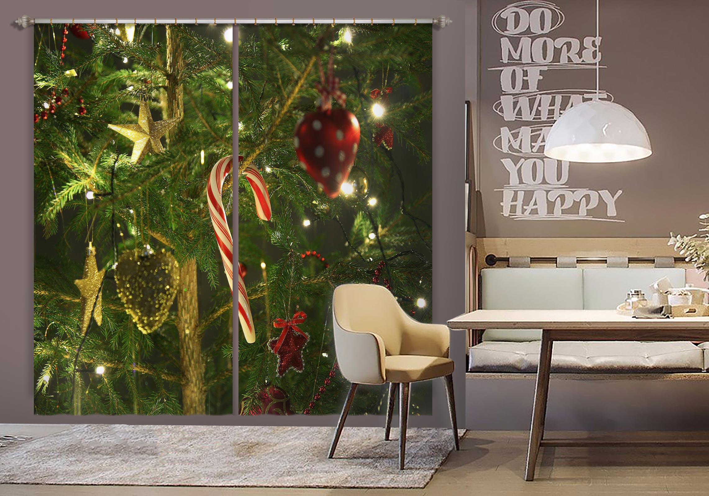 3D Candy Cane Tree Pendant 52011 Christmas Curtains Drapes Xmas