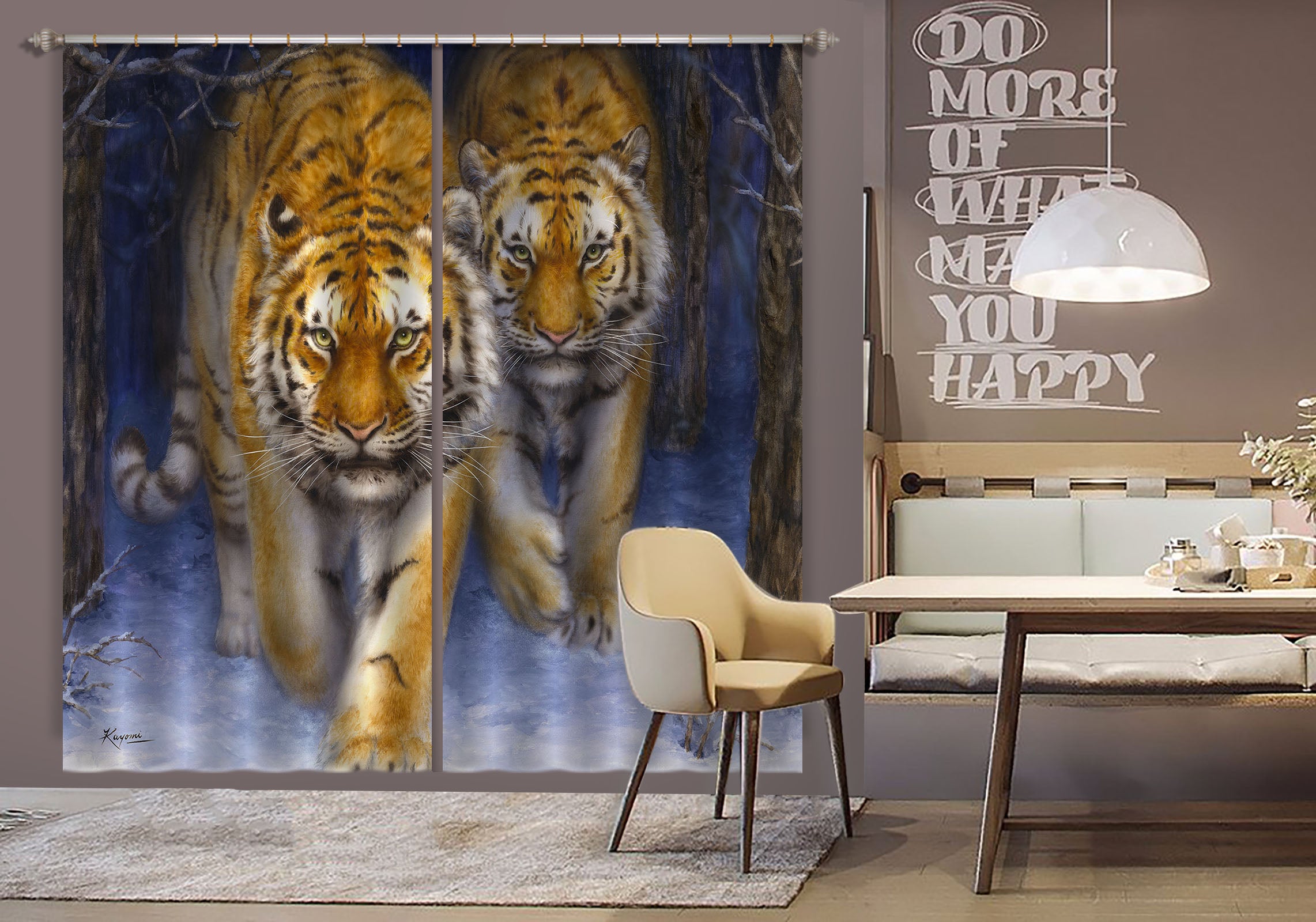 3D Animal Tiger 9054 Kayomi Harai Curtain Curtains Drapes