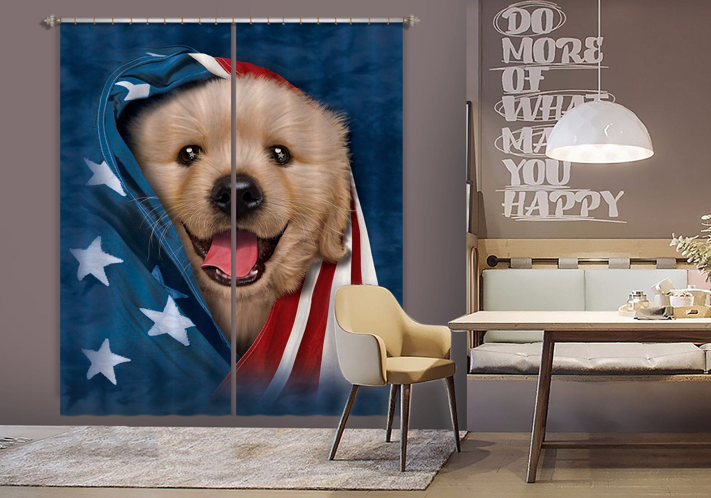 3D Cute Dog 001 Vincent Hie Curtain Curtains Drapes Curtains AJ Creativity Home 