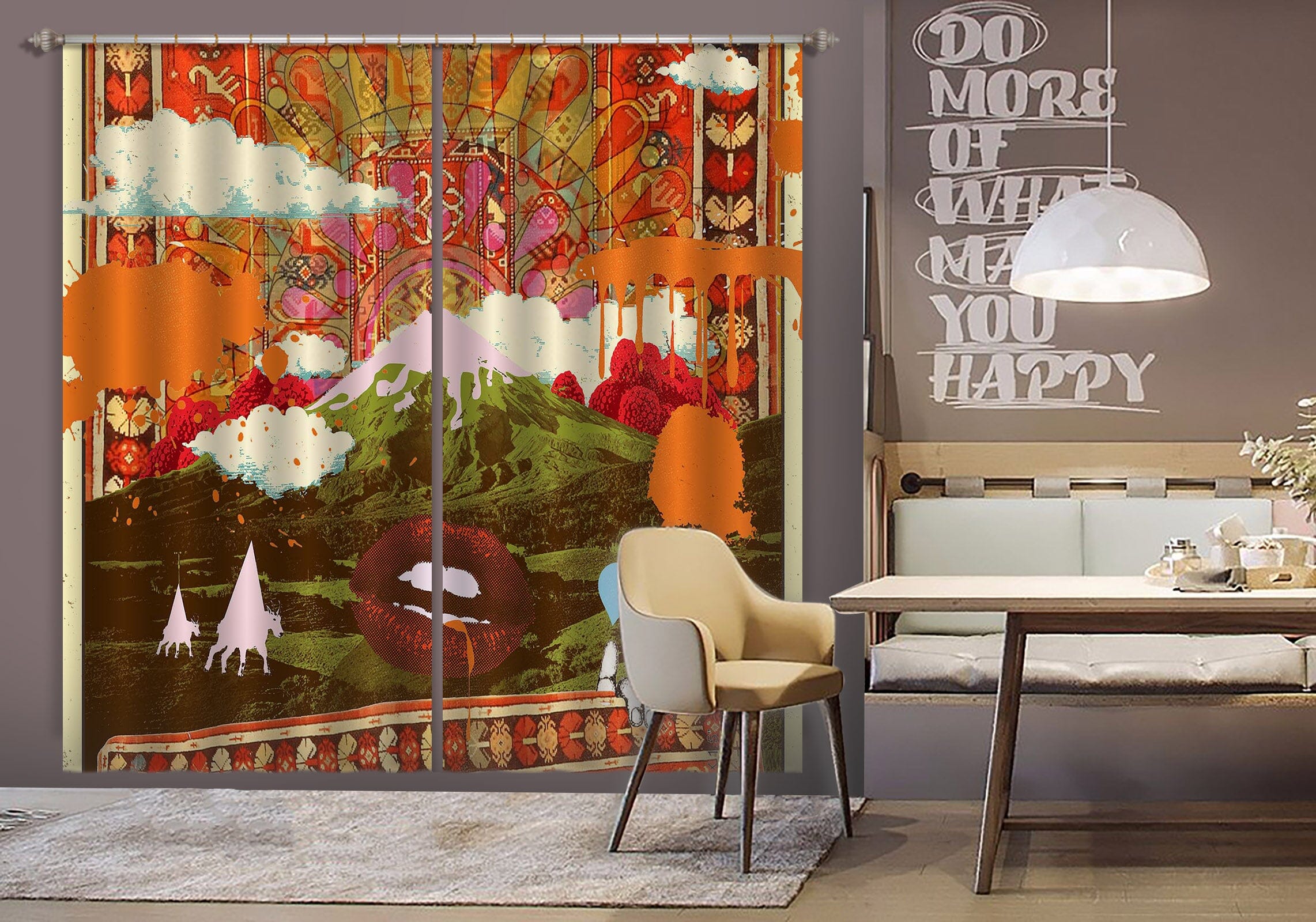 3D Morning Country 049 Showdeer Curtain Curtains Drapes Curtains AJ Creativity Home 