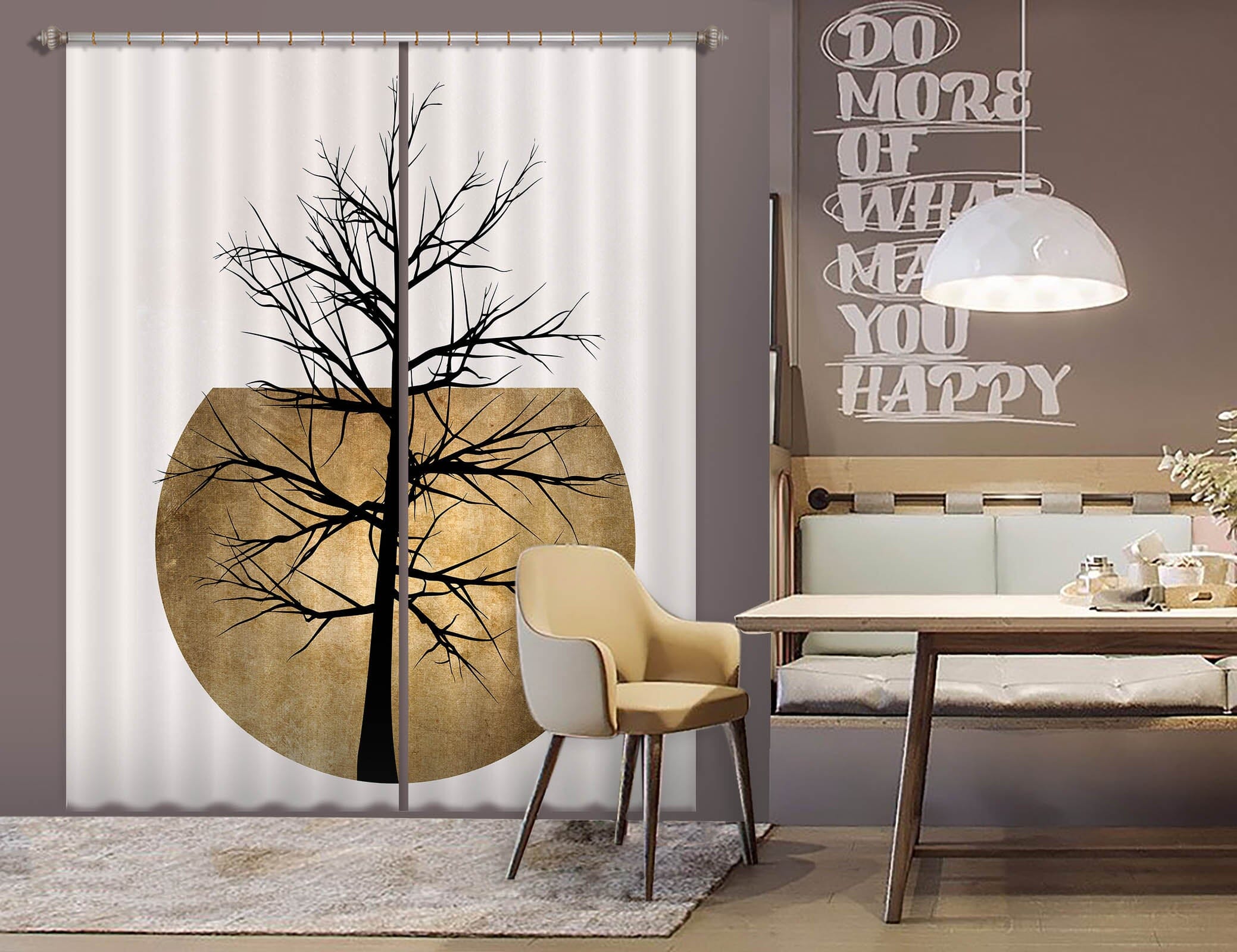 3D Golden Moon Tree 1055 Boris Draschoff Curtain Curtains Drapes Curtains AJ Creativity Home 