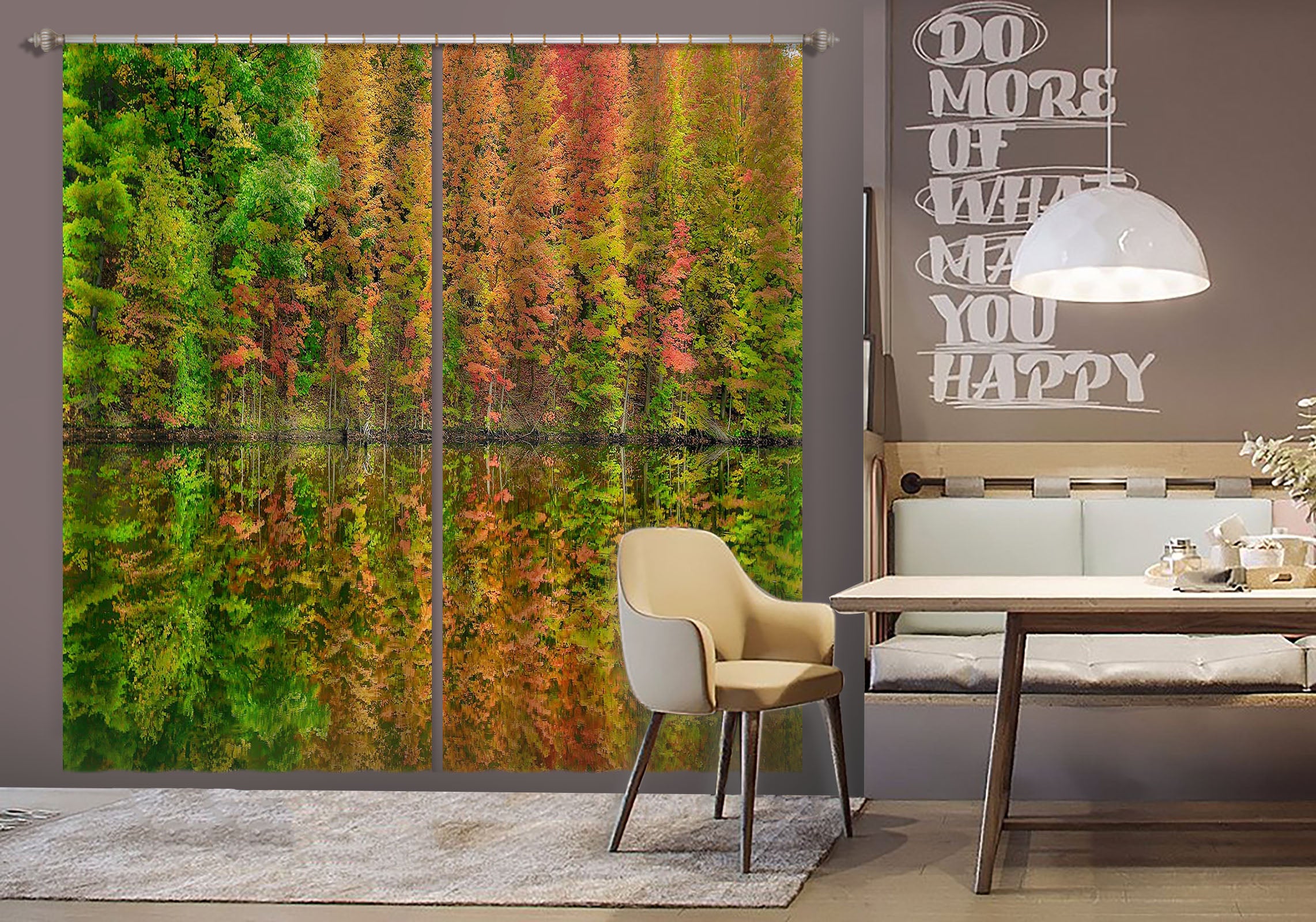 3D Fall Reflections 61217 Kathy Barefield Curtain Curtains Drapes